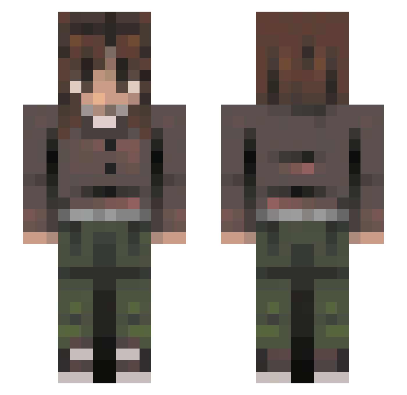 Unsounded Minecraft skin, front and back view