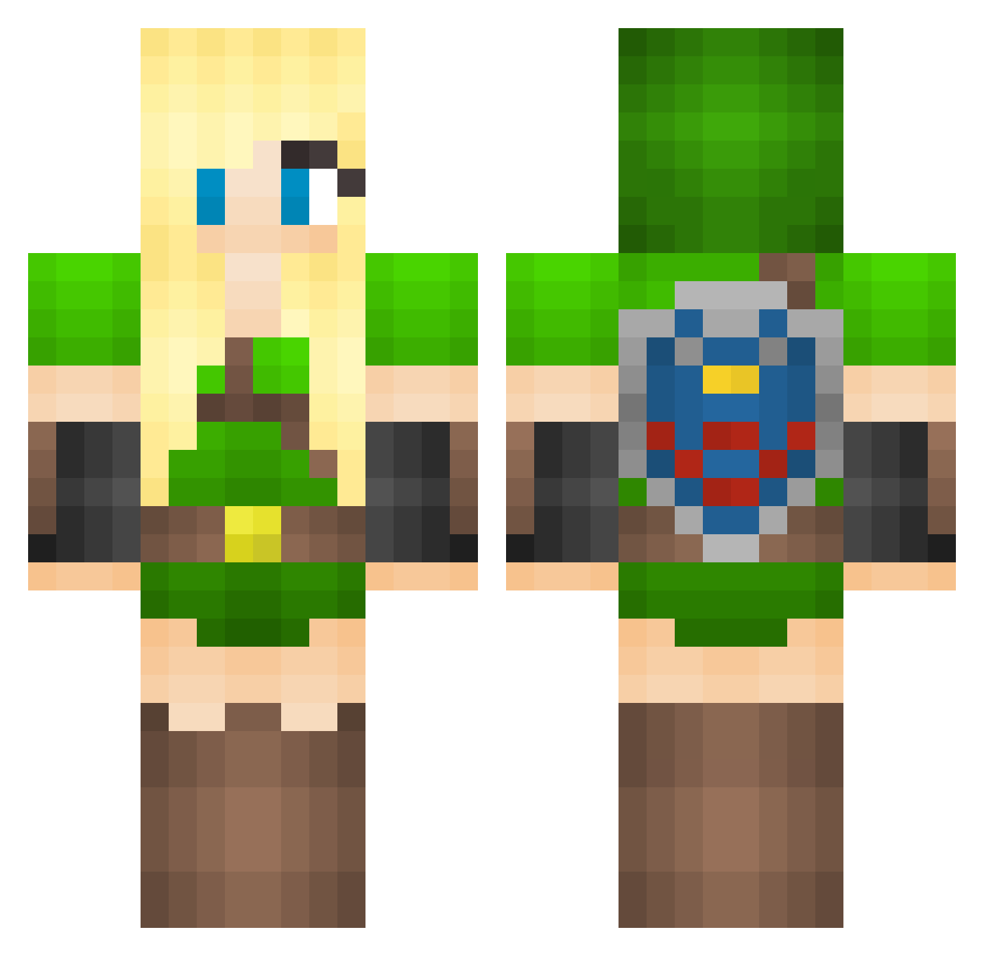 Buildinggod Minecraft skin, front and back view