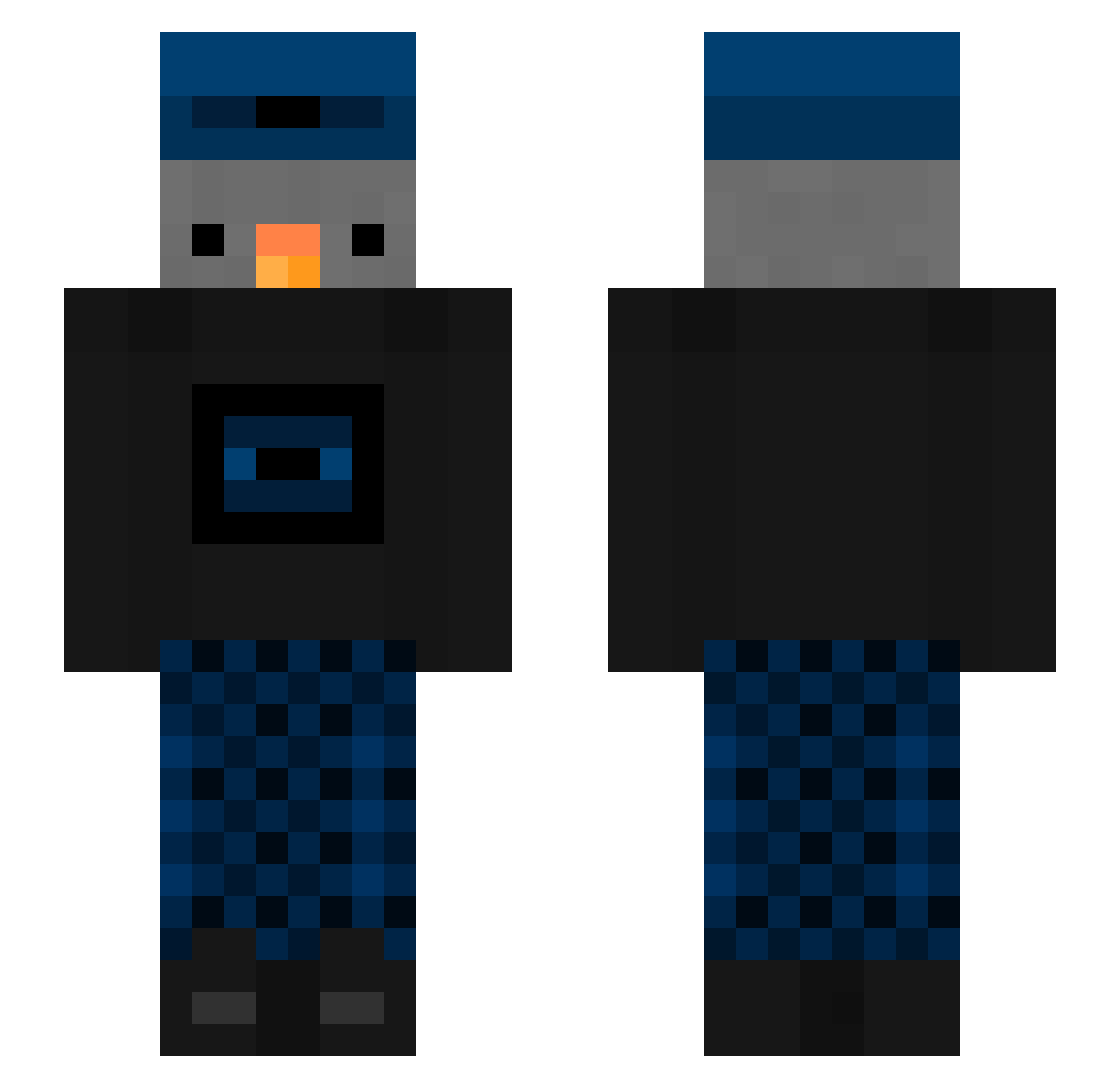 Hepote Minecraft skin, front and back view