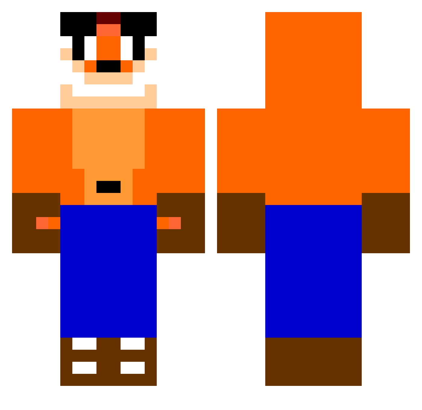 buddles Minecraft skin, front and back view