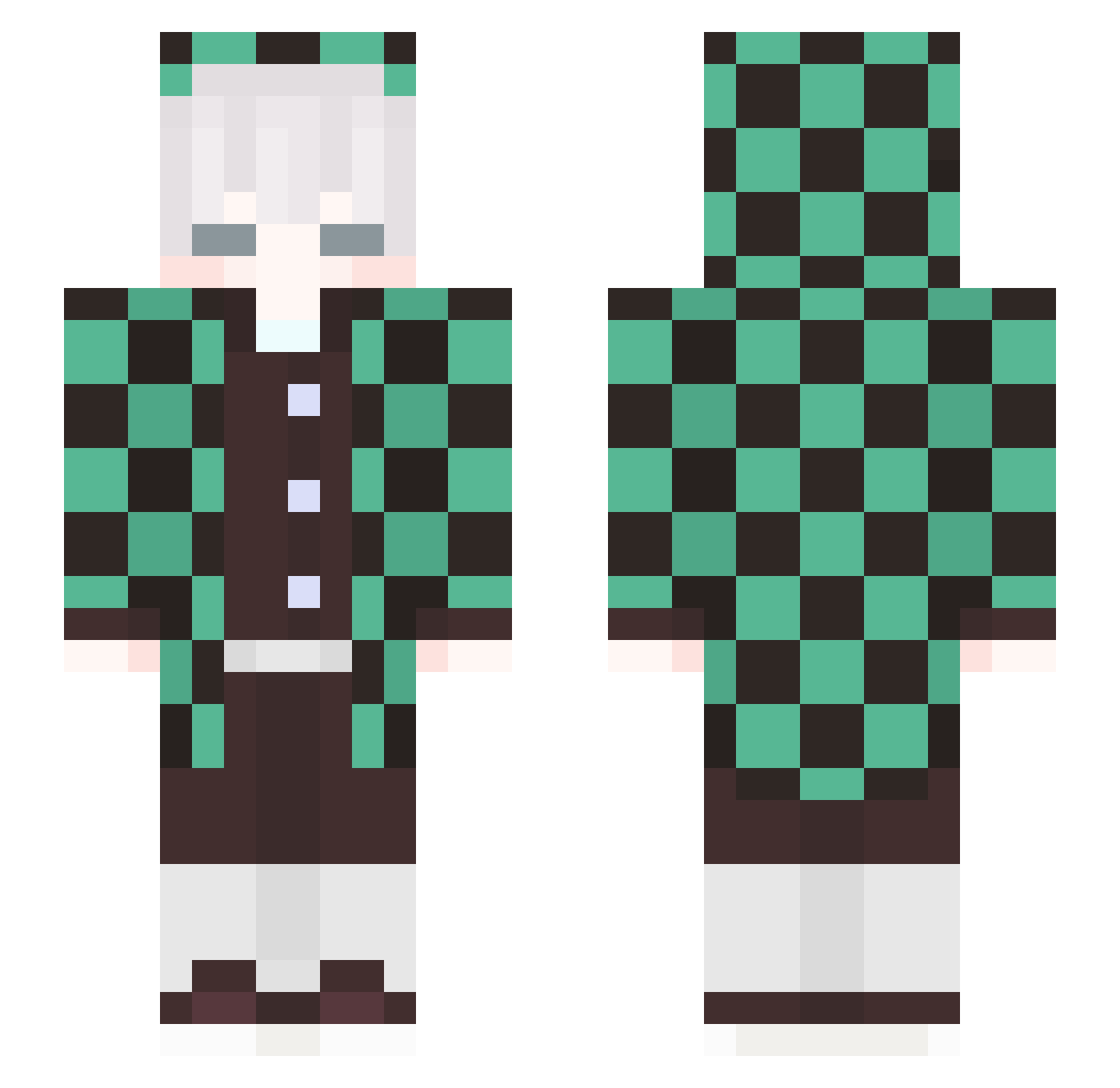tqNNN Minecraft skin, front and back view