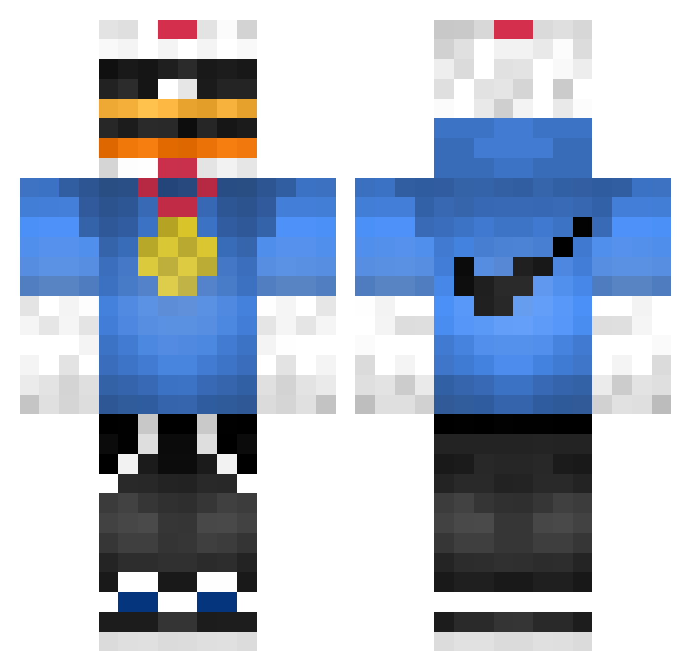 AbouX Minecraft skin, front and back view