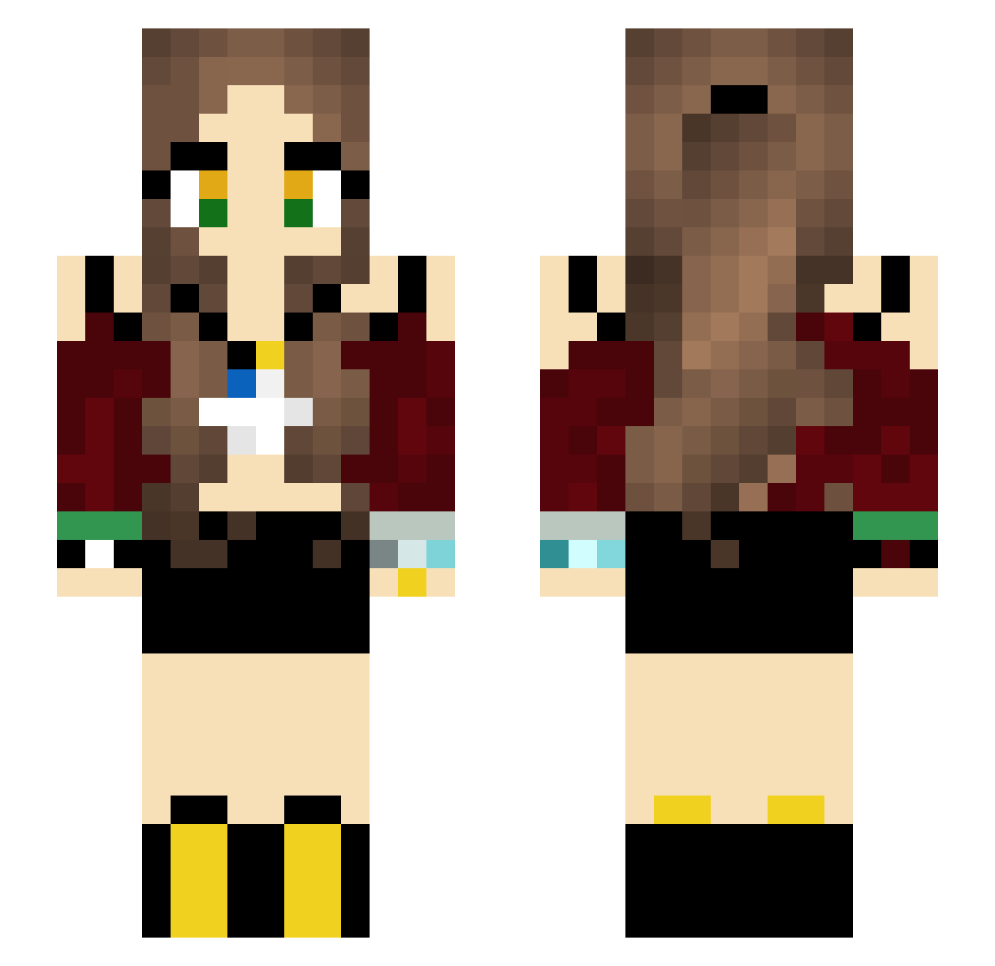 sarahpaulson Minecraft skin, front and back view