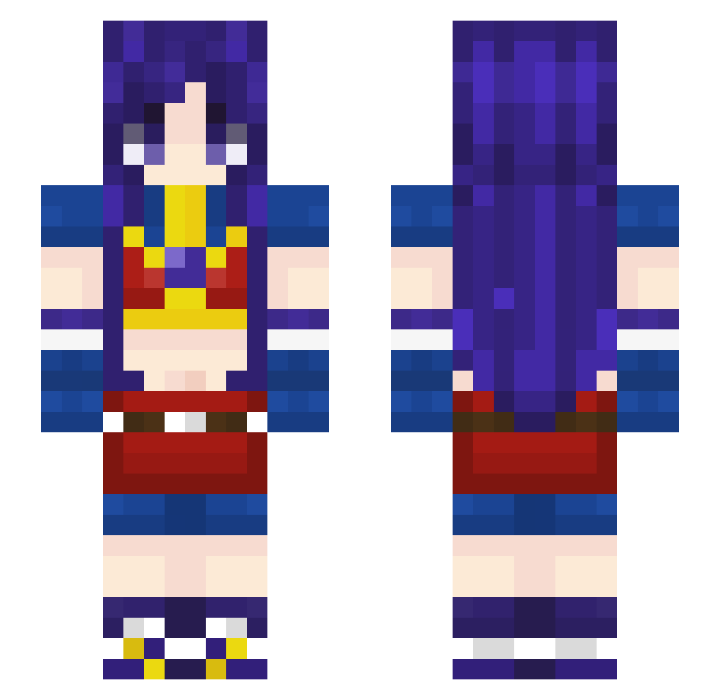 DesconfiguradoXD Minecraft skin, front and back view