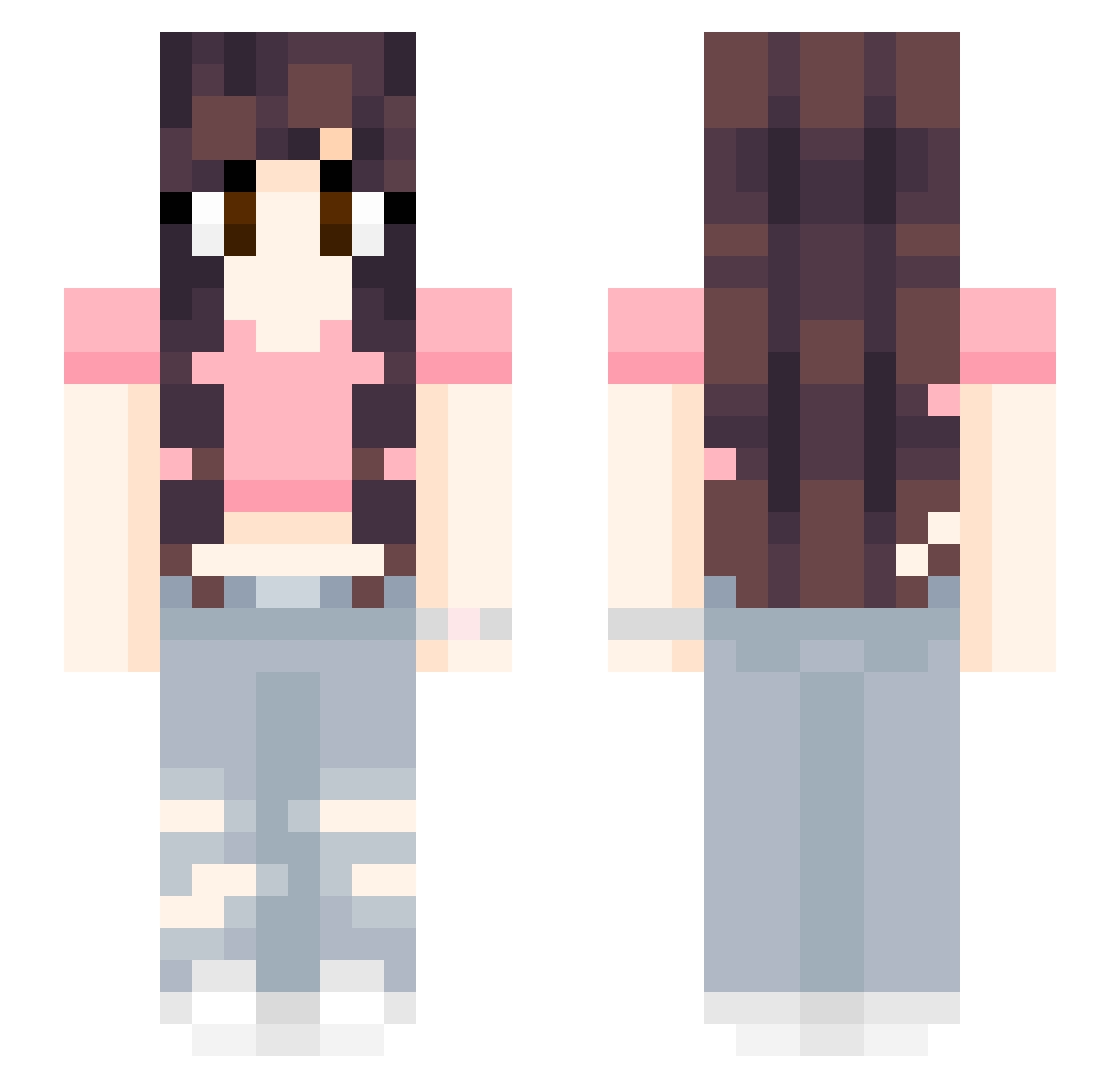PuchiGatita Minecraft skin, front and back view
