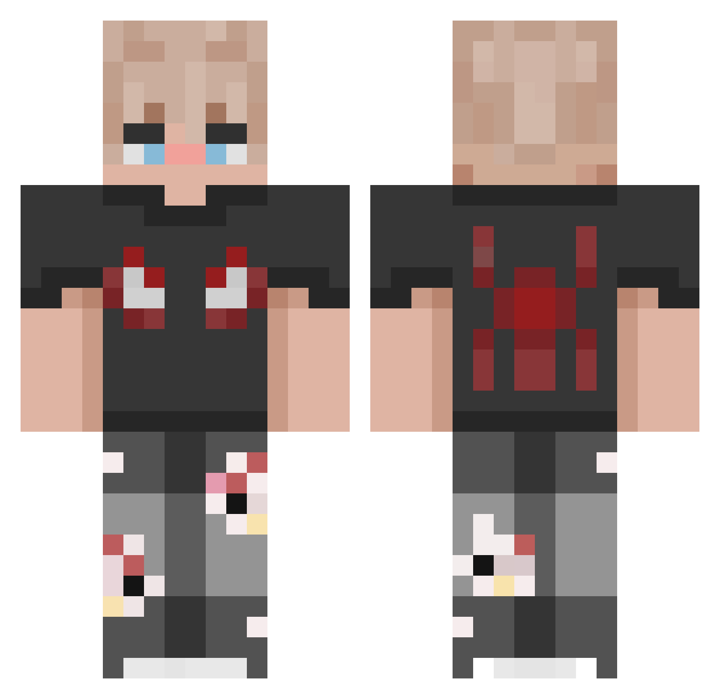 AversionSneak Minecraft skin, front and back view