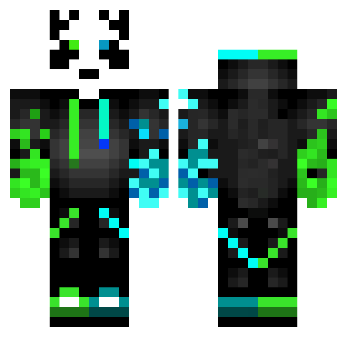 BunniDyret Minecraft skin, front and back view
