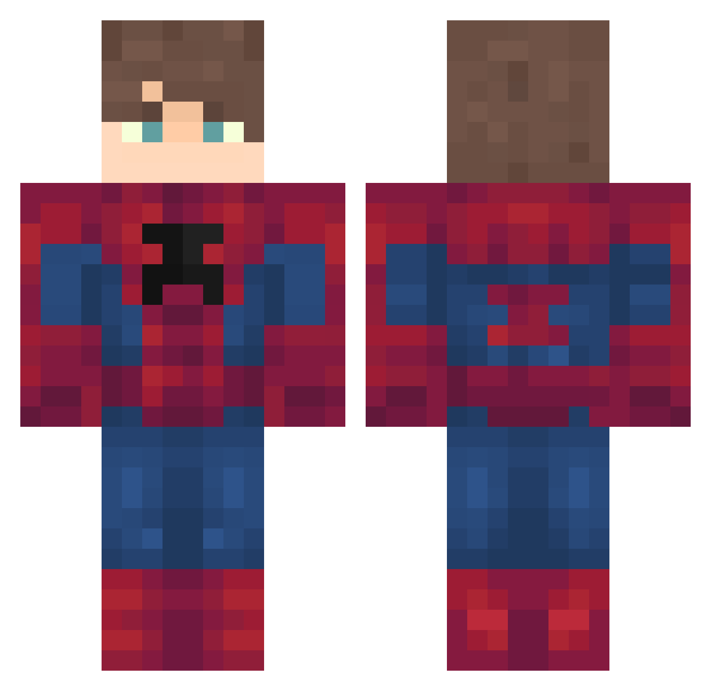 UnravelRules Minecraft skin, front and back view