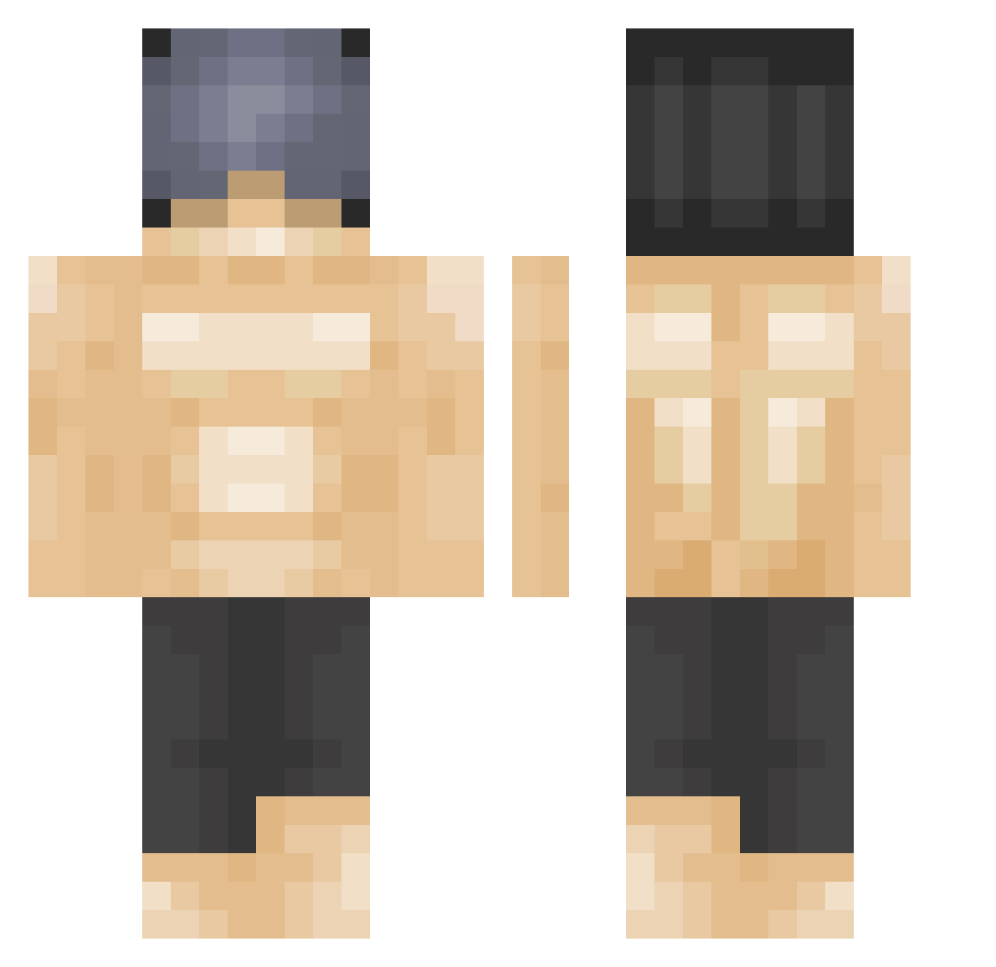 Blygra Minecraft skin, front and back view