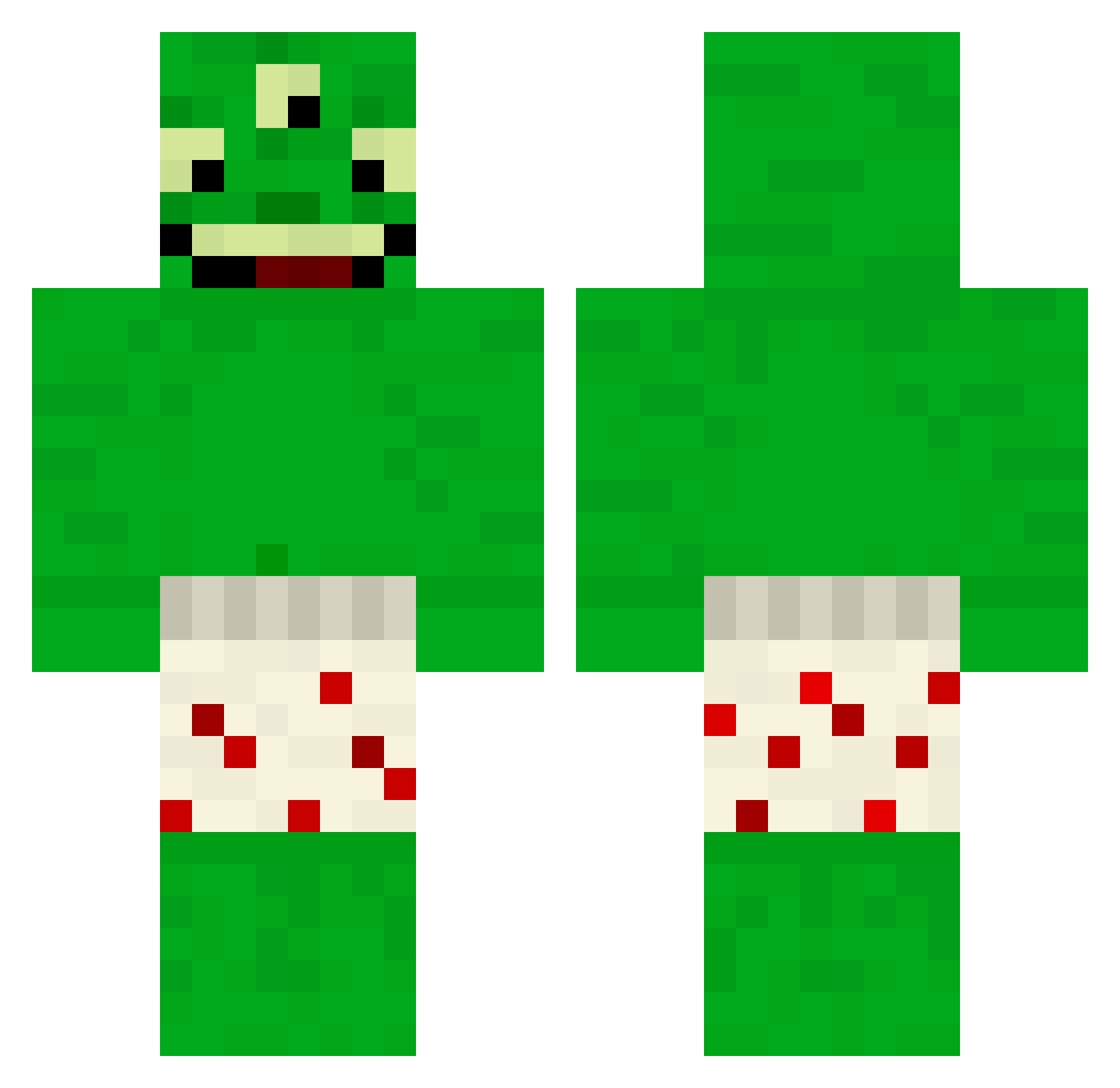 ChesterTheAlien Minecraft skin, front and back view