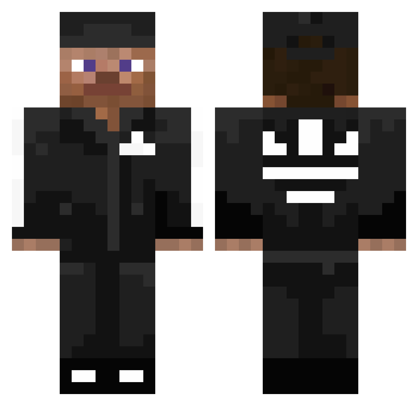 lyxd Minecraft skin, front and back view