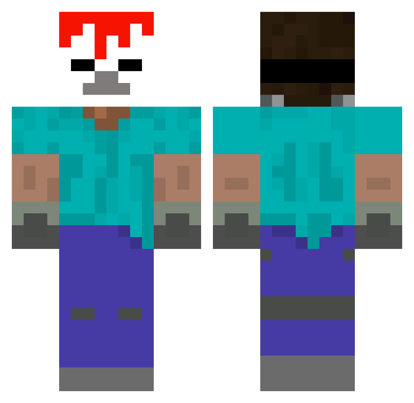 Kabuky Minecraft skin, front and back view
