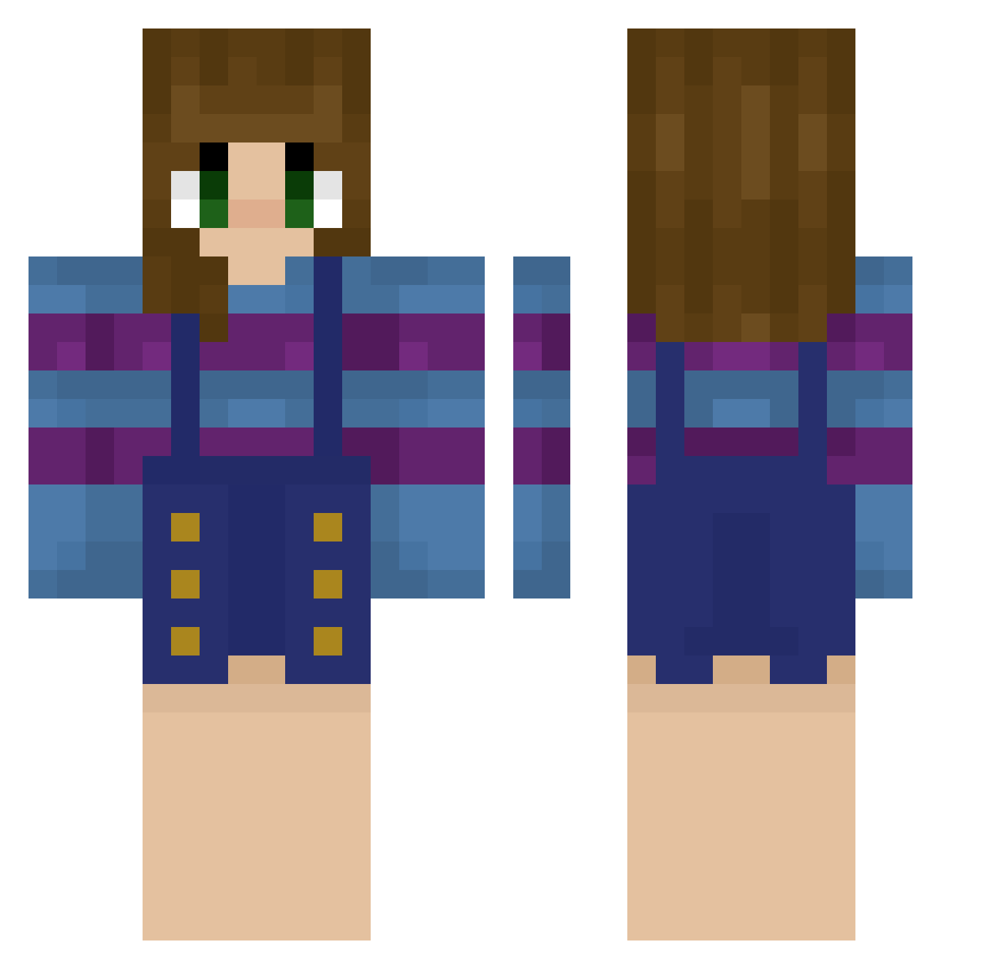 ItzJustSamantha Minecraft skin, front and back view