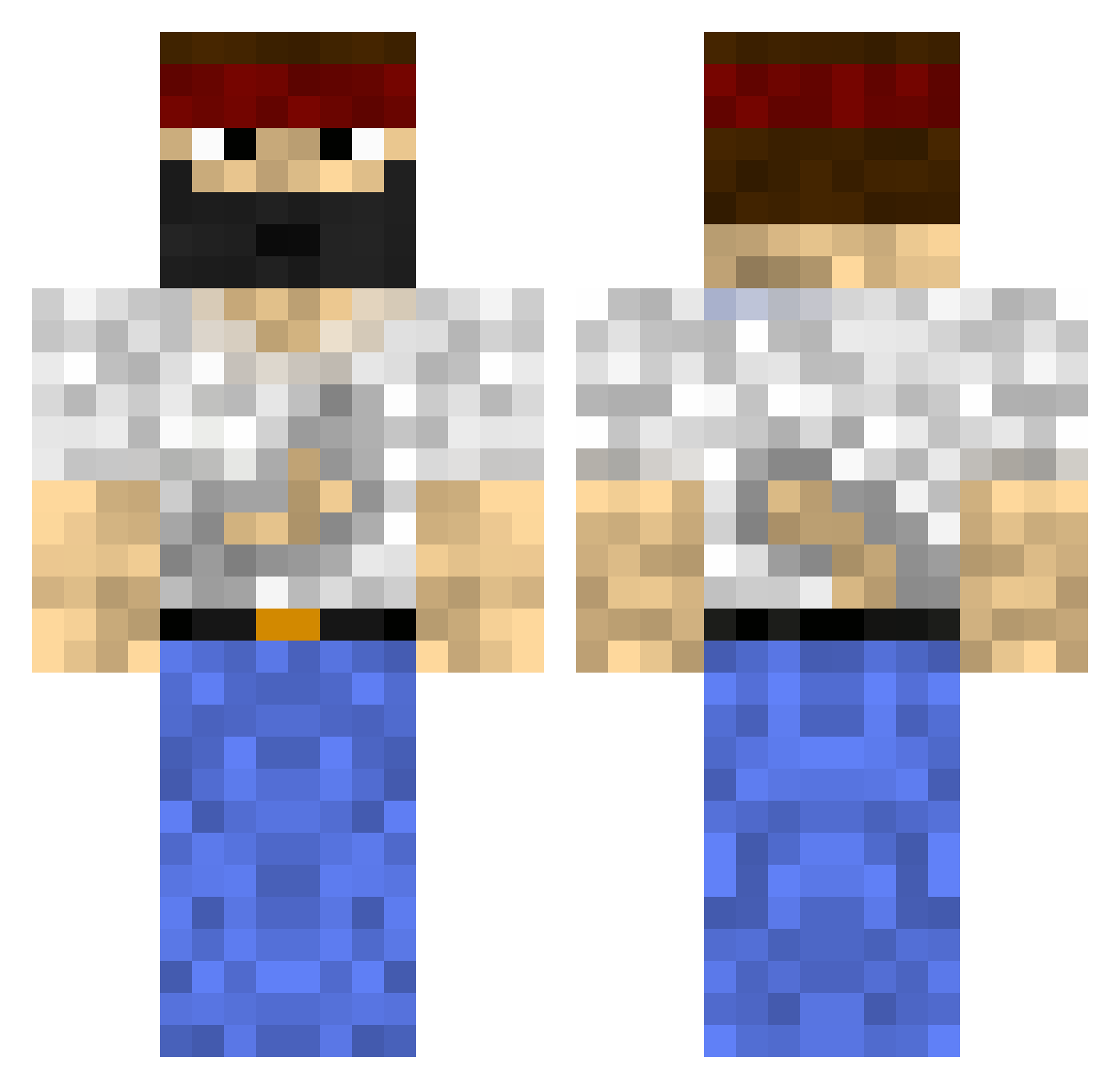 juha Minecraft skin, front and back view