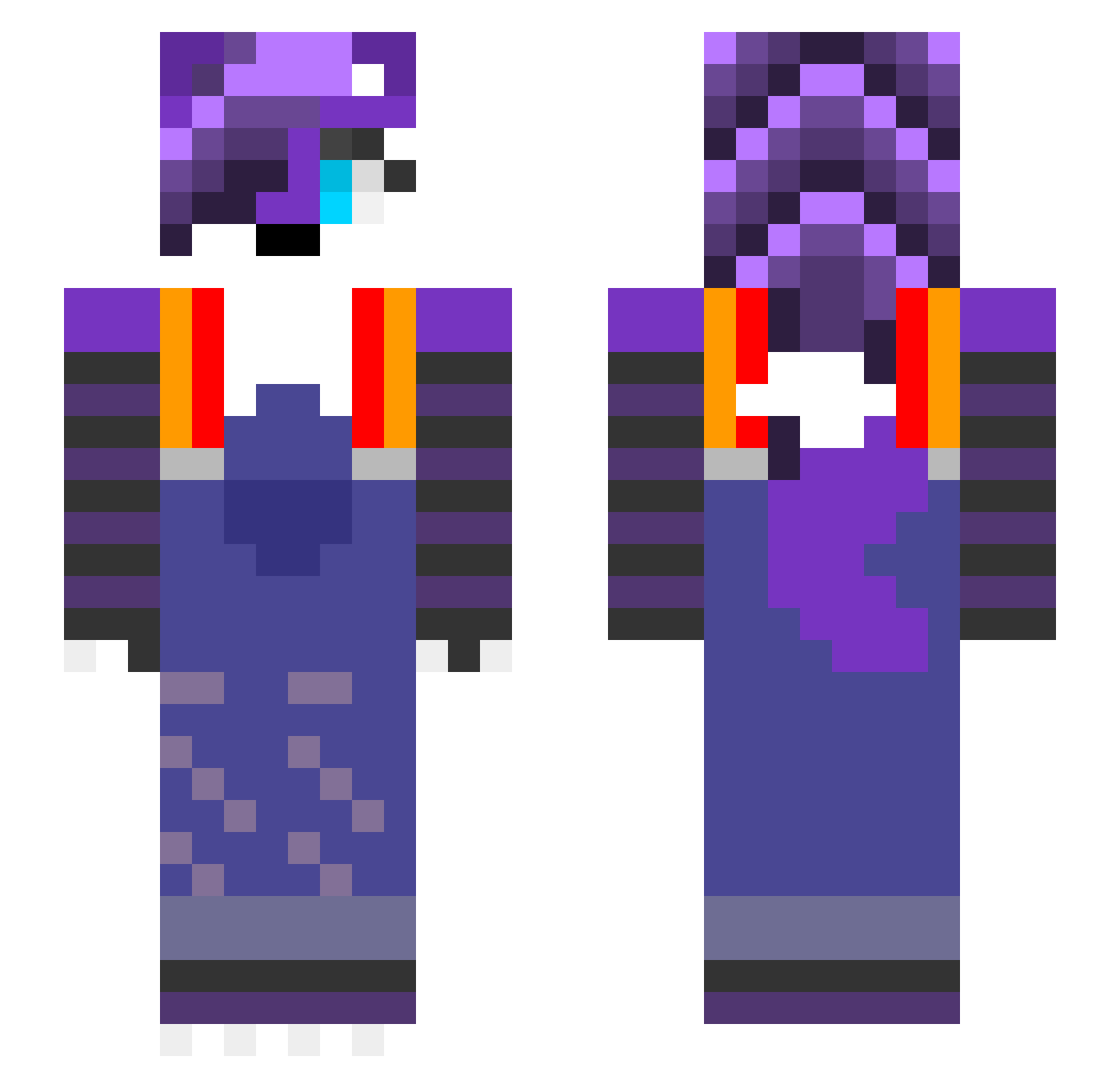 MonaraHema Minecraft skin, front and back view