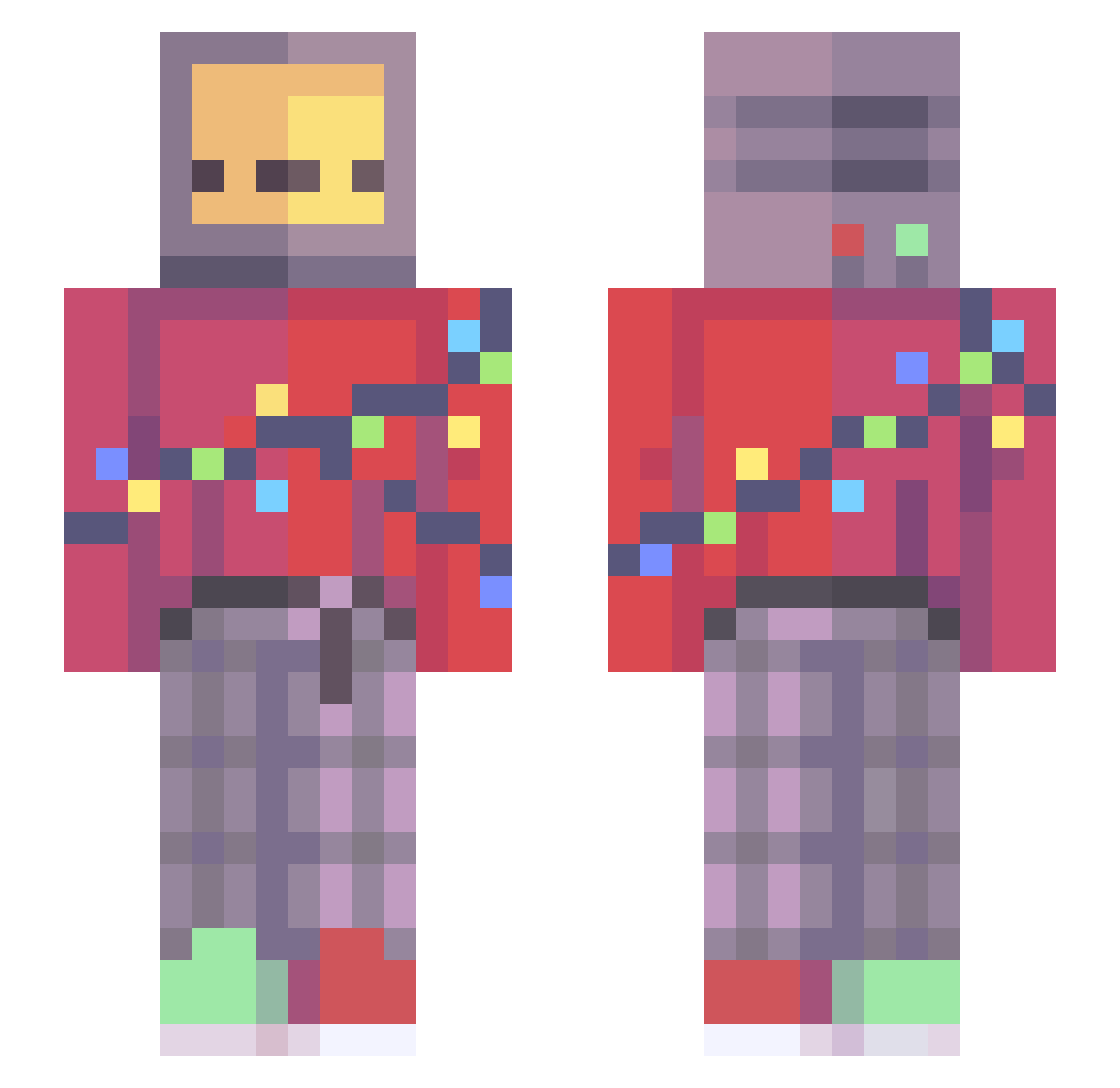 Impropper Minecraft skin, front and back view