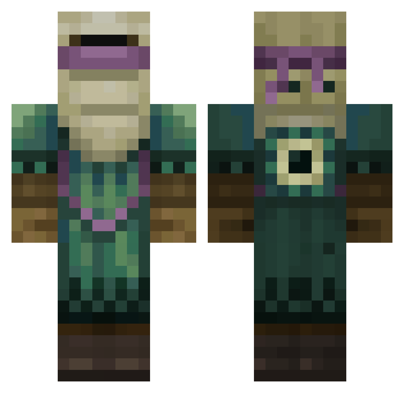 Paataata Minecraft skin, front and back view