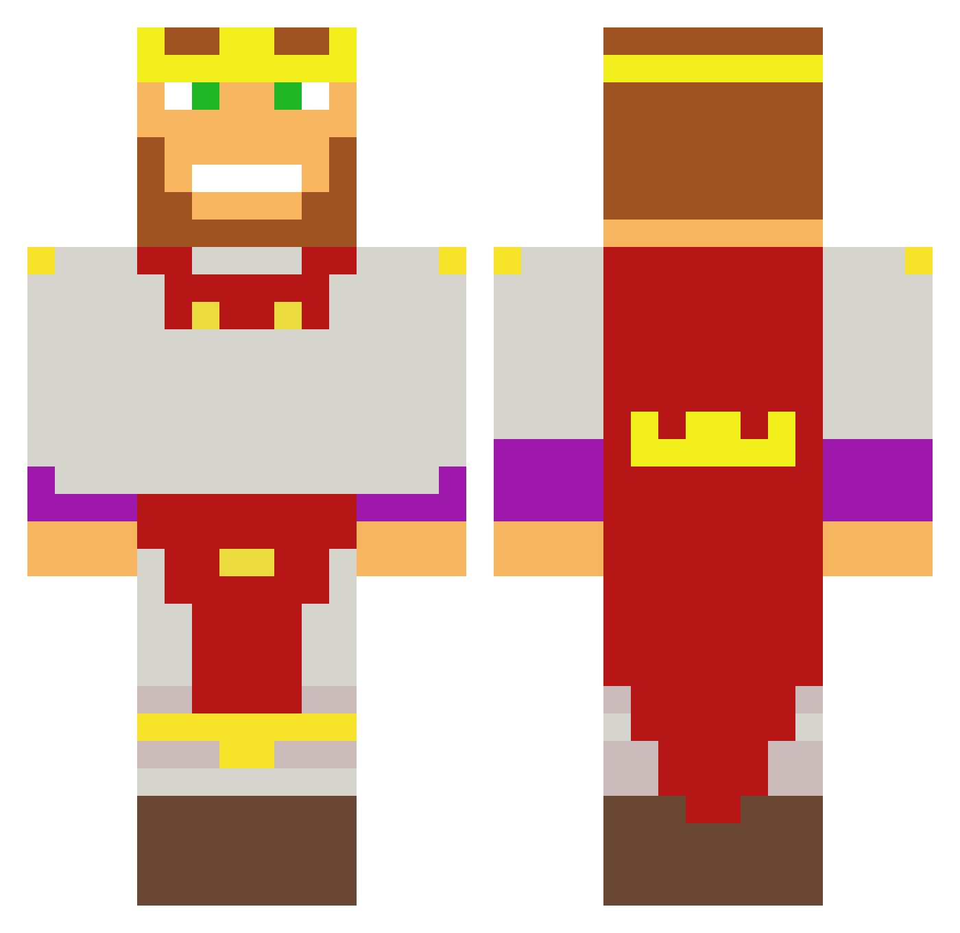 whaski Minecraft skin, front and back view