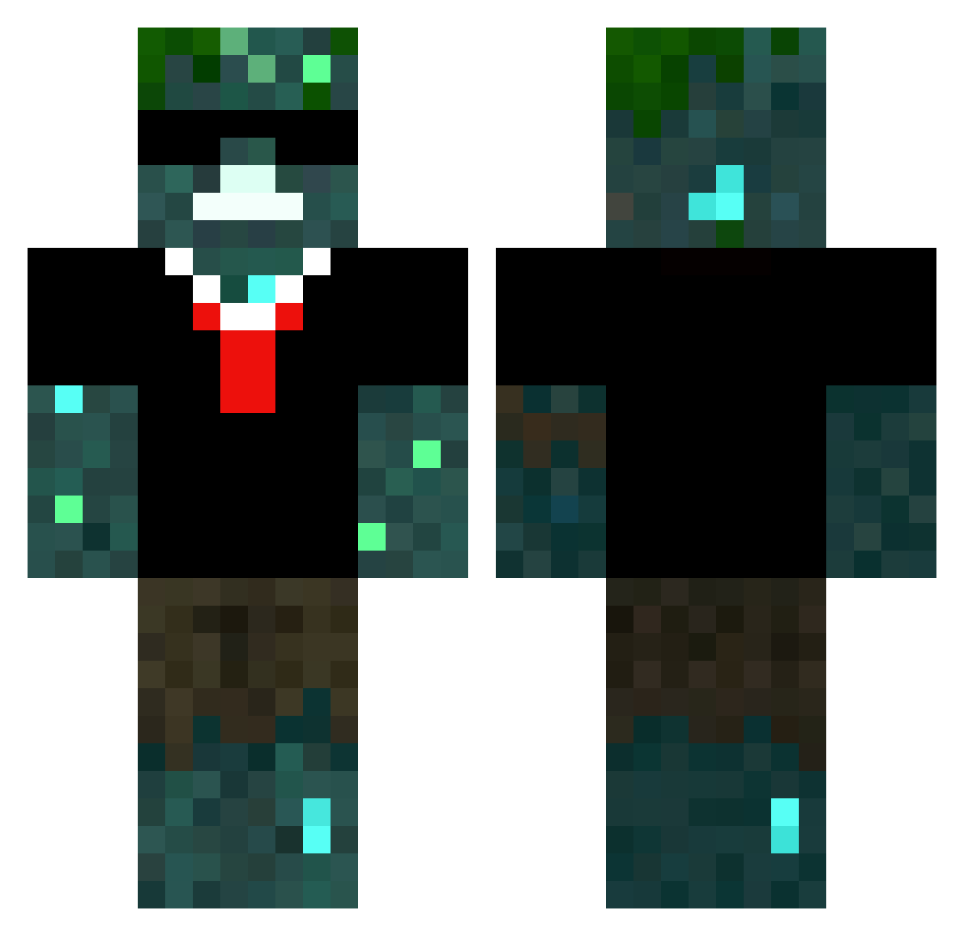 DrownedQWQ Minecraft skin, front and back view