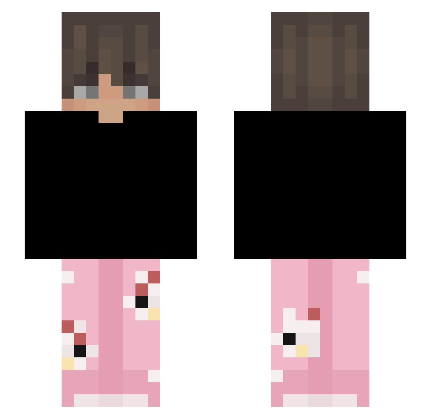 Purplentic Minecraft skin, front and back view