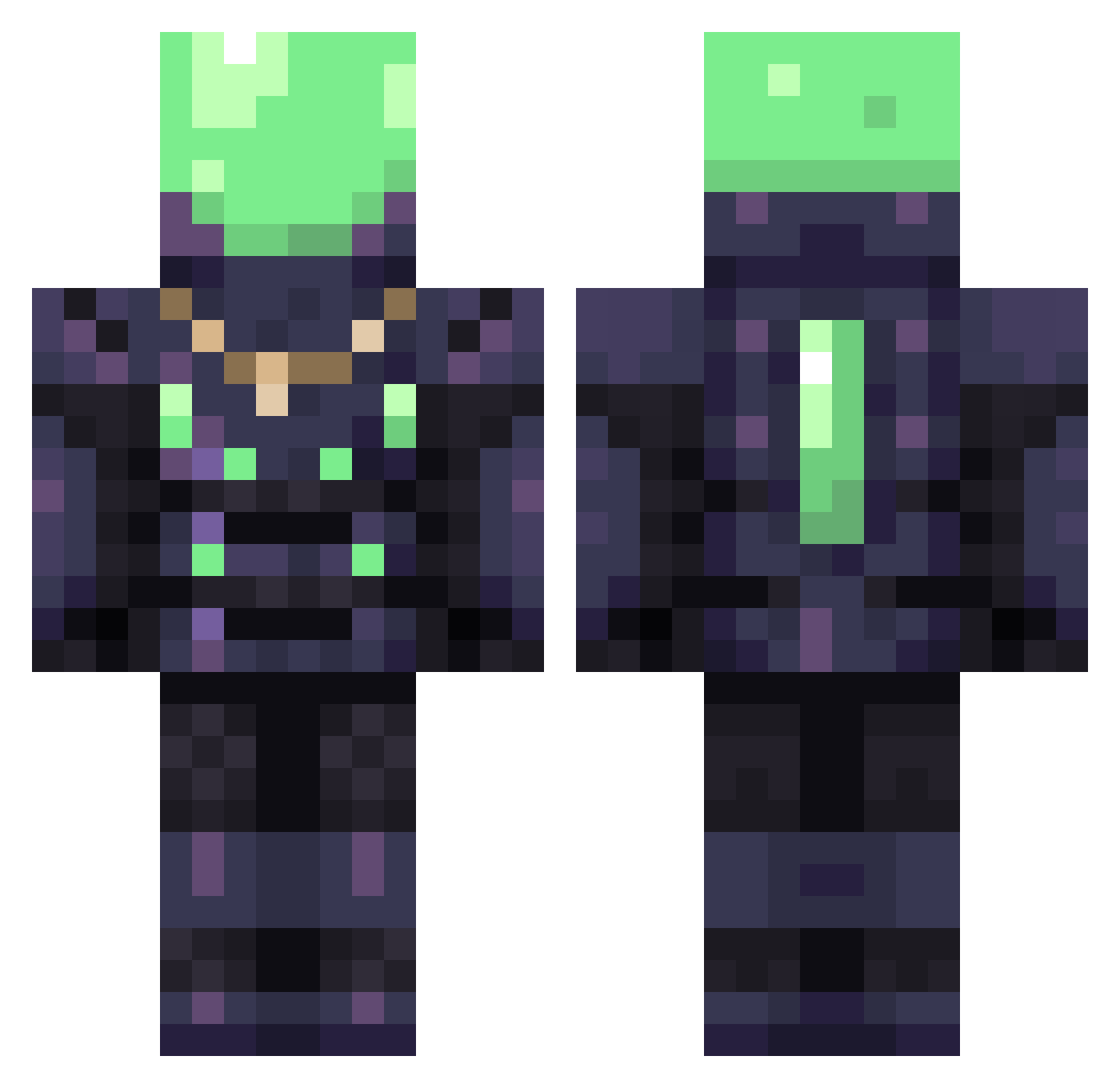 oddidude Minecraft skin, front and back view
