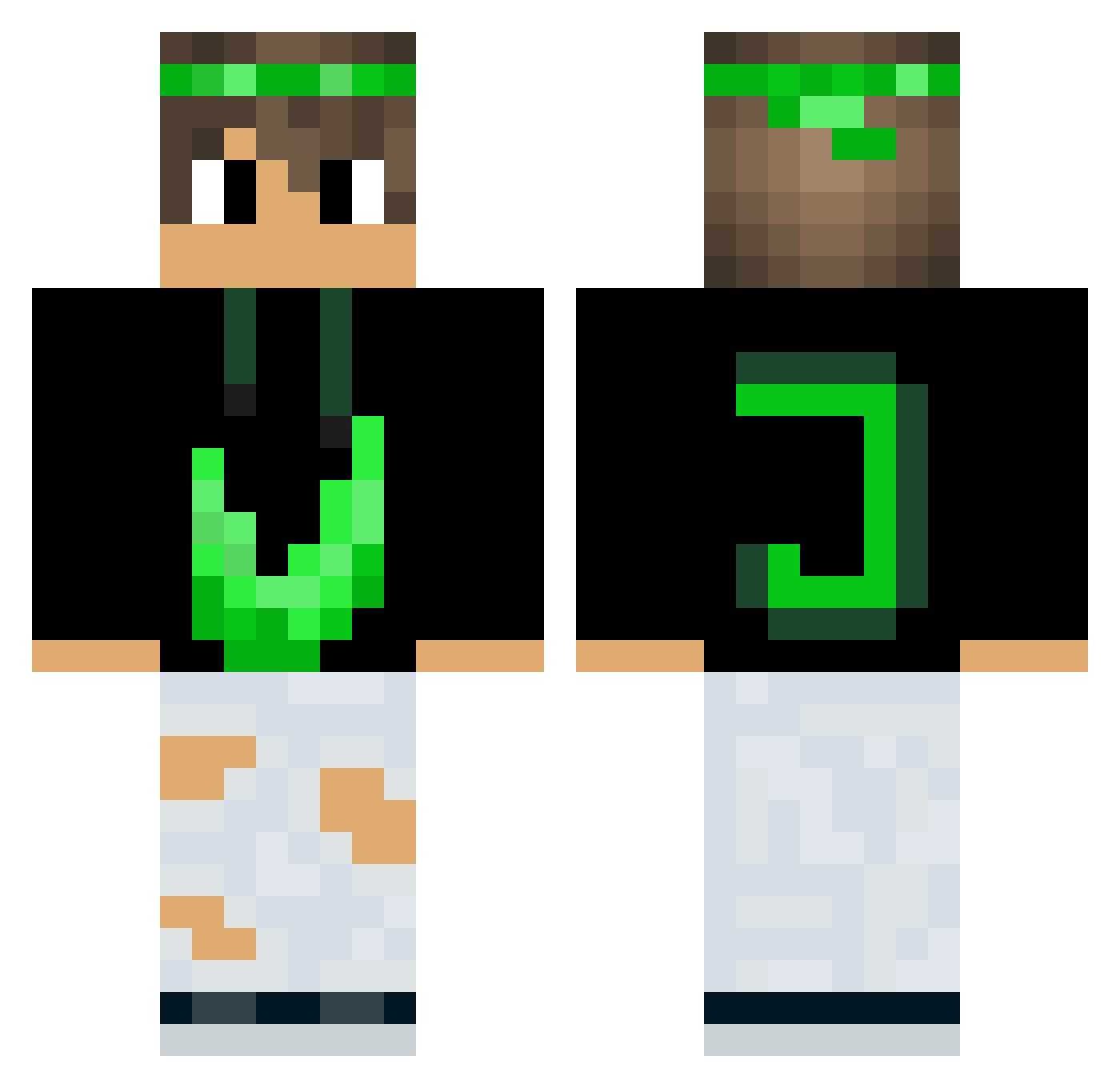 SkyJulien Minecraft skin, front and back view