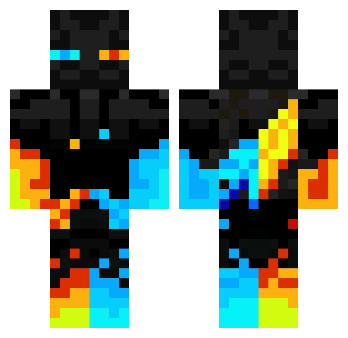 Fuxinium Minecraft skin, front and back view