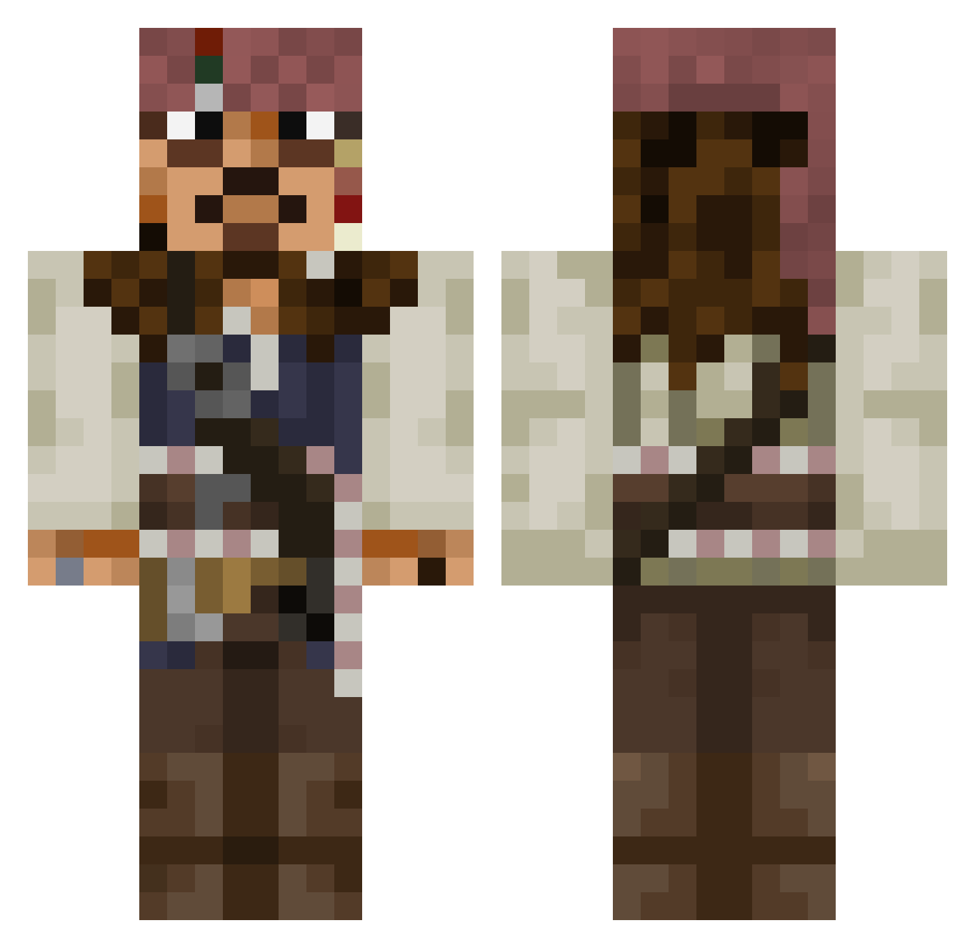 TuggPugg Minecraft skin, front and back view