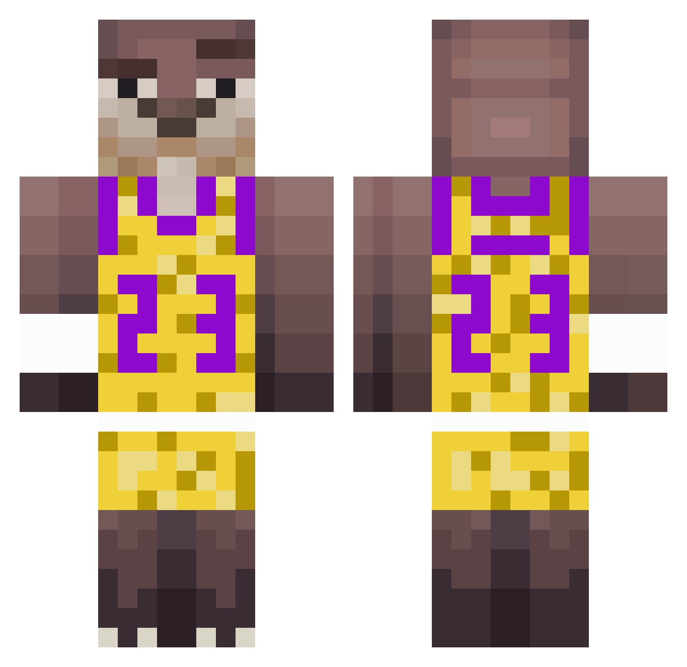 WTay Minecraft skin, front and back view
