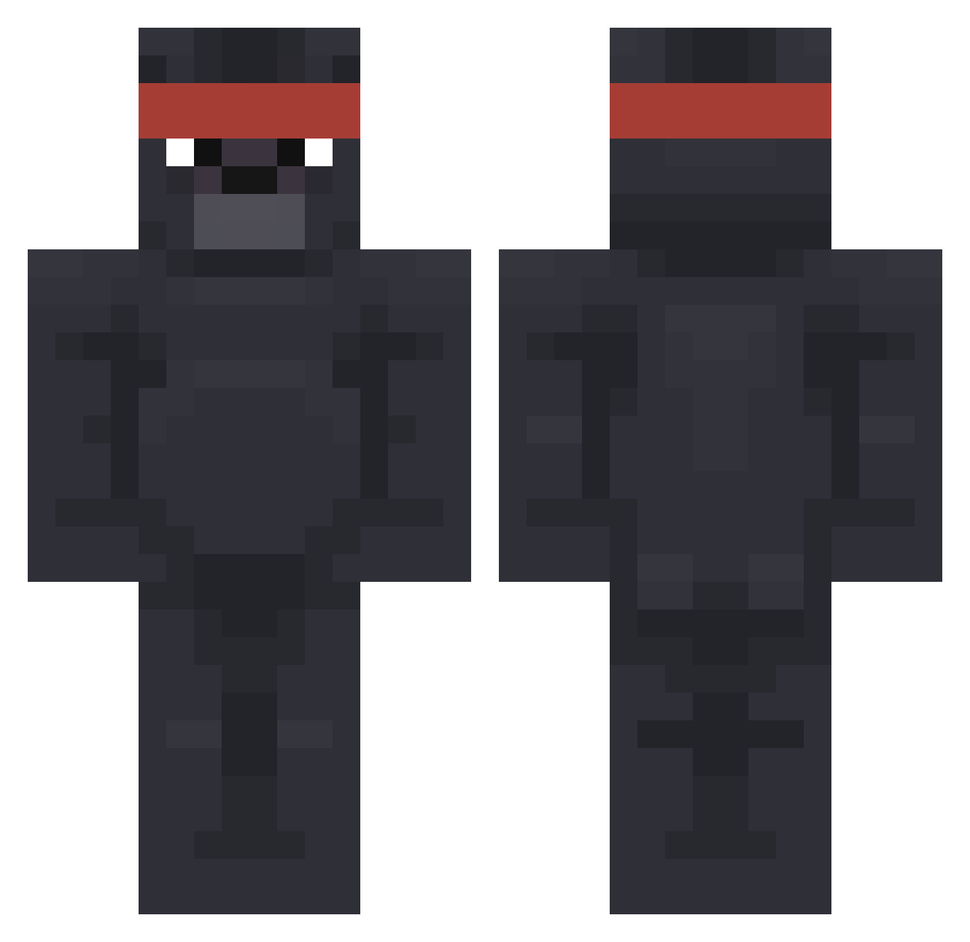 Vacancies Minecraft skin, front and back view