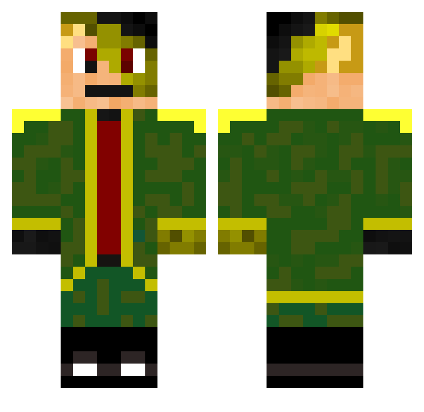 BigRAYRAY Minecraft skin, front and back view