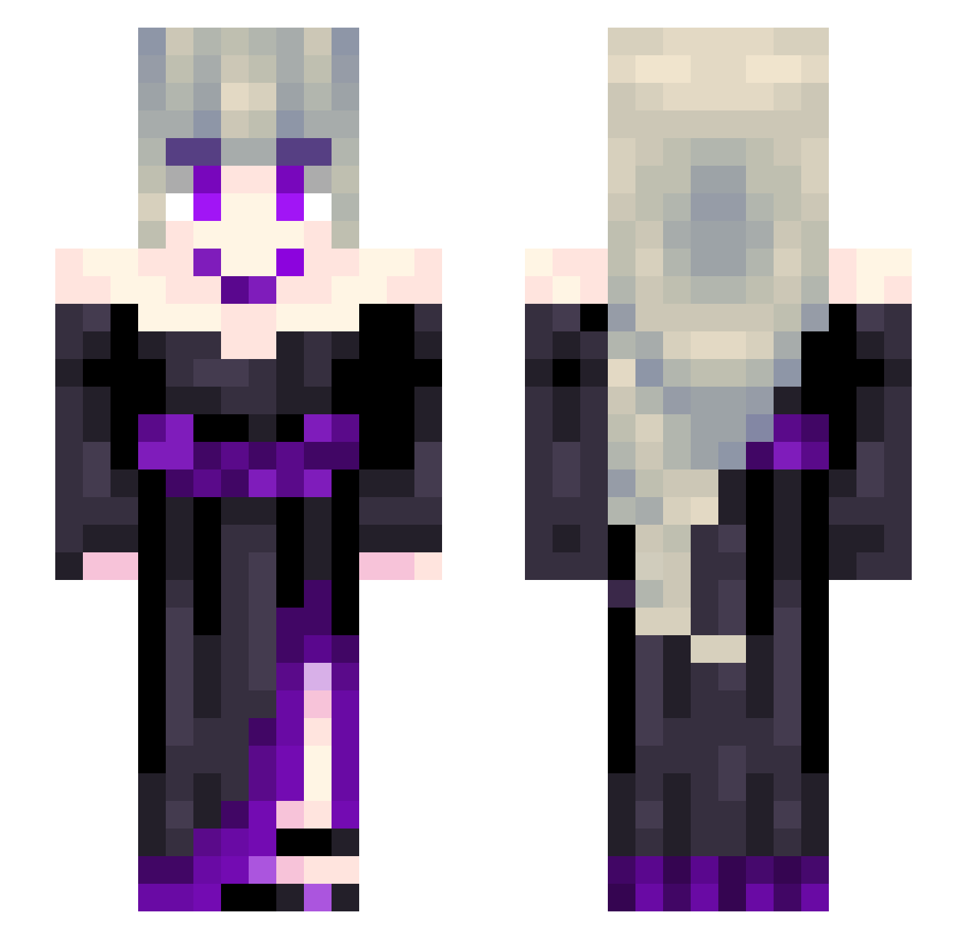 ReZero Minecraft skin, front and back view