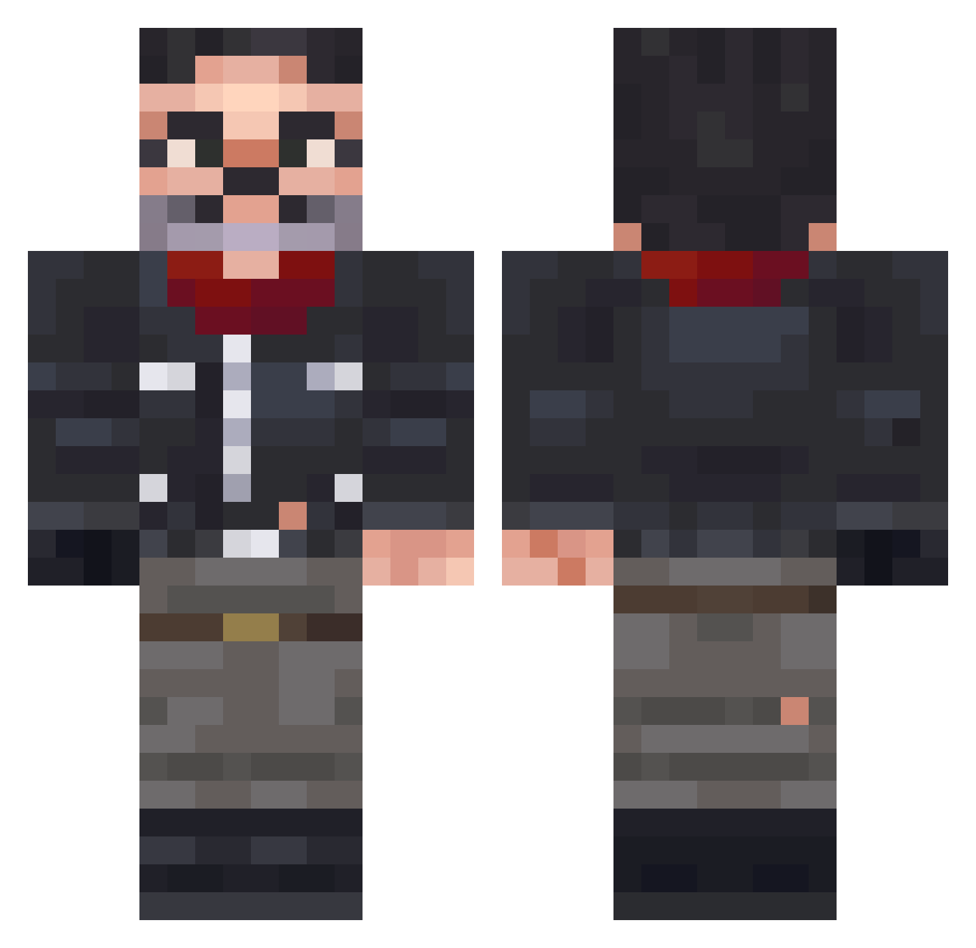 axquaz Minecraft skin, front and back view