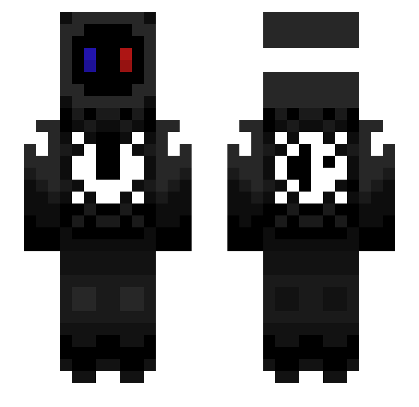 Victimizers Minecraft skin, front and back view
