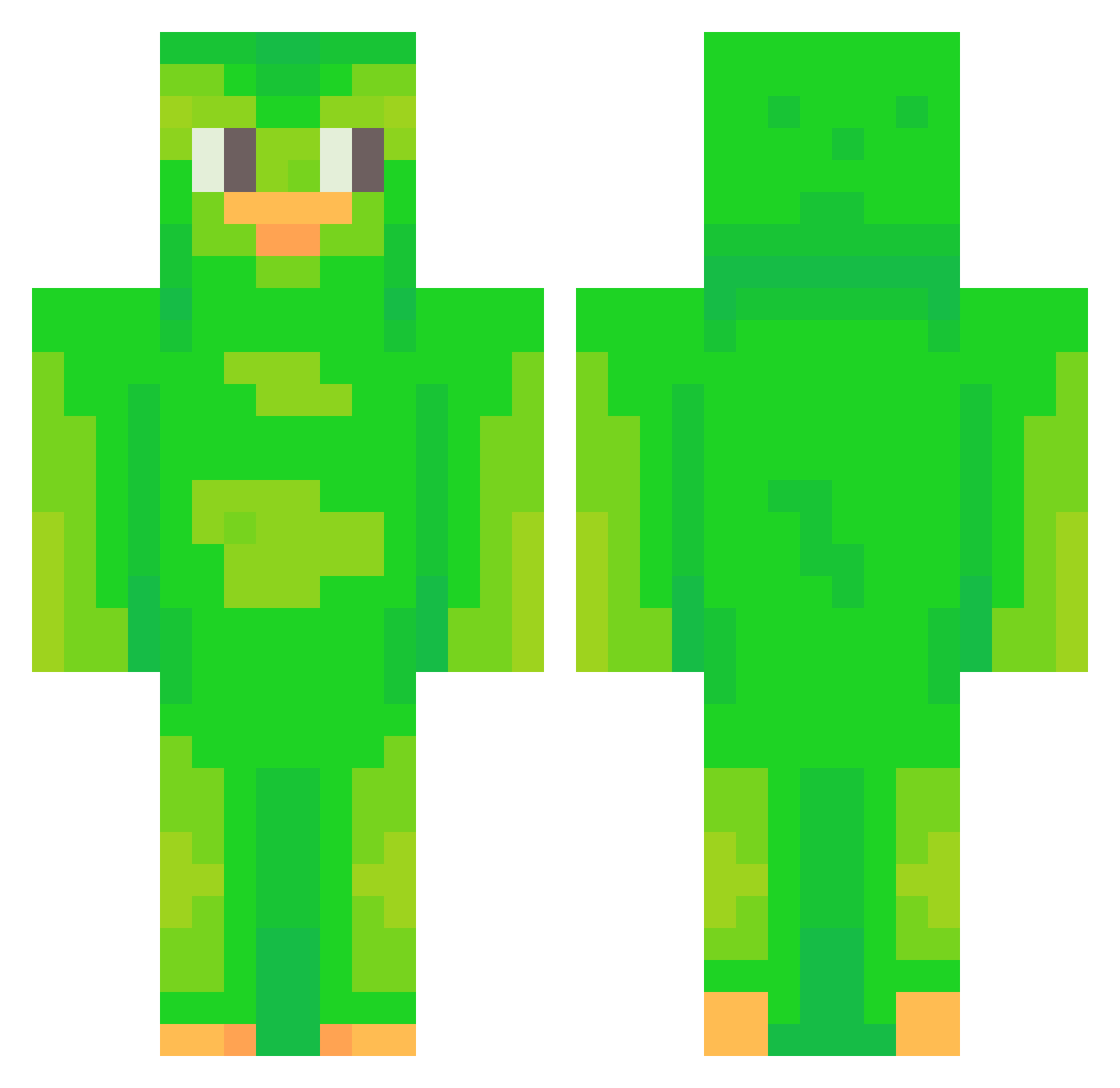 F_azeX Minecraft skin, front and back view
