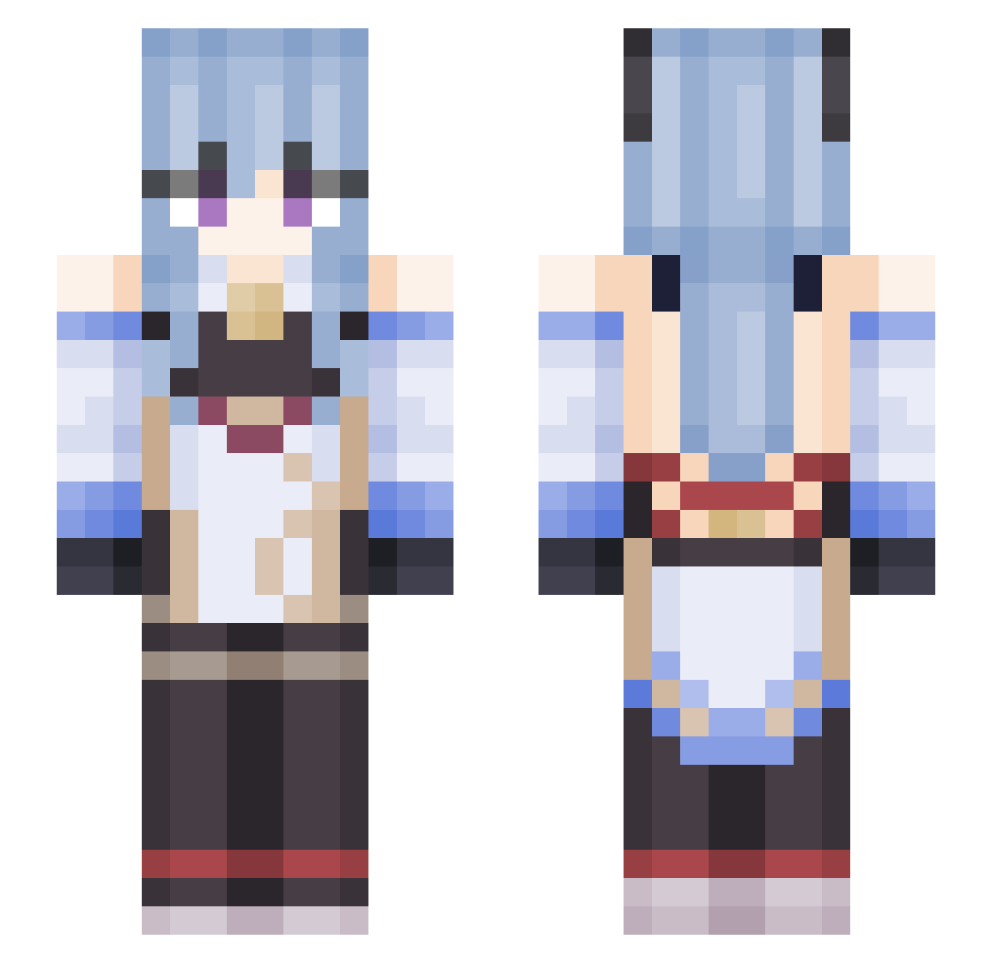Saki211 Minecraft skin, front and back view