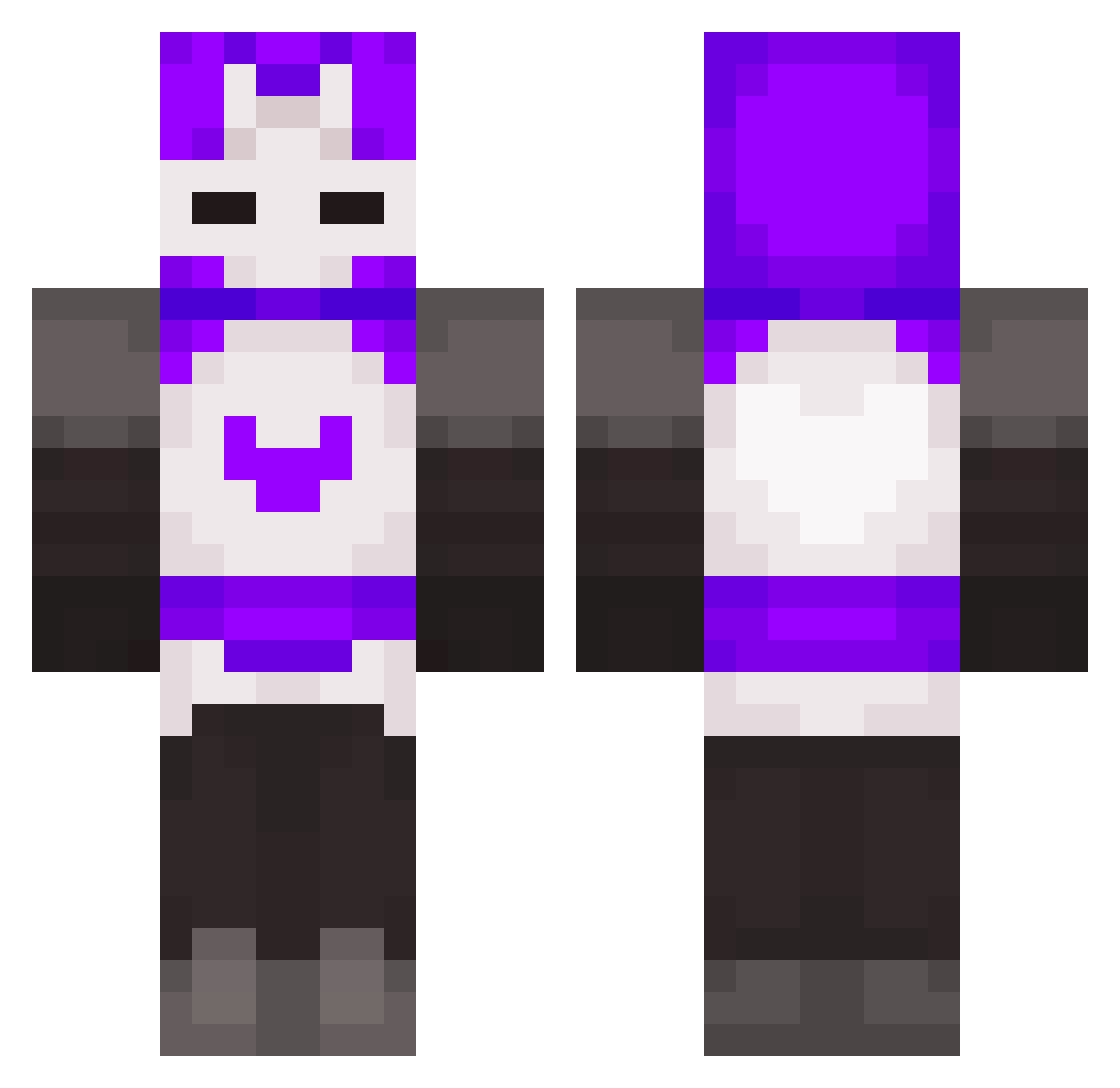 PrinceRiver Minecraft skin, front and back view