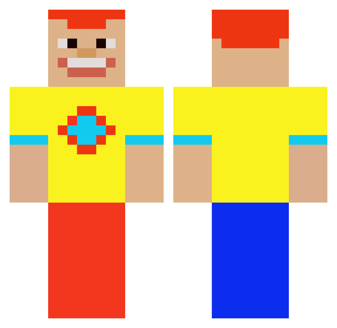 Oldestream Minecraft skin, front and back view