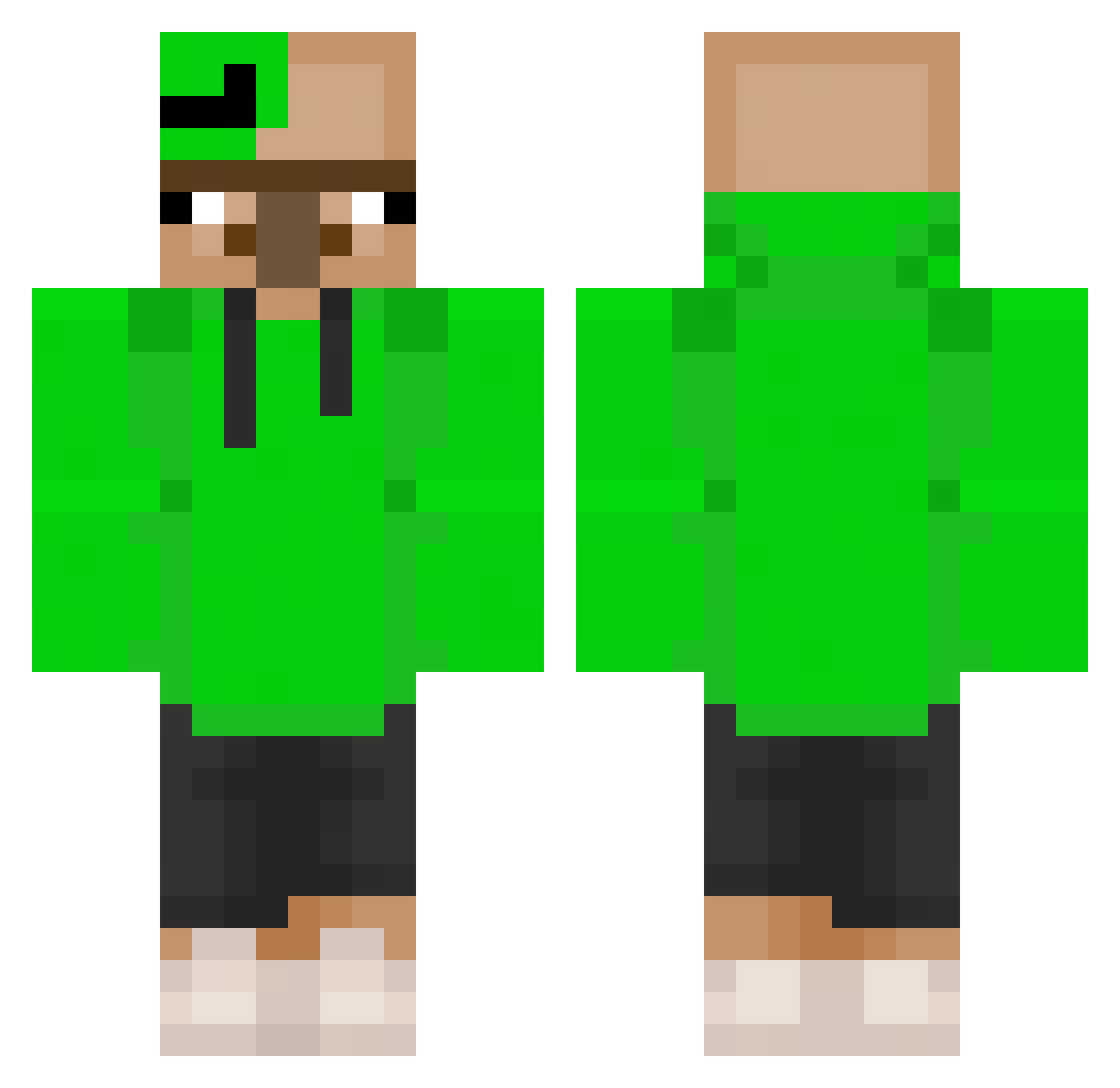 Pikachu1558 Minecraft skin, front and back view