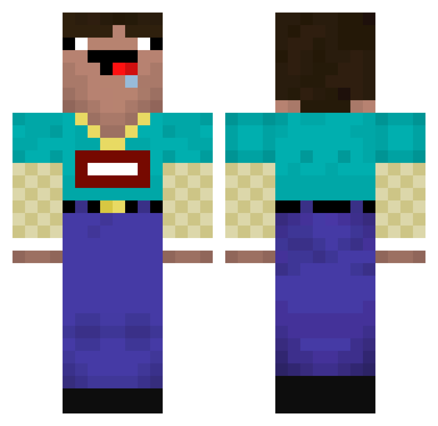 TccNc Minecraft skin, front and back view