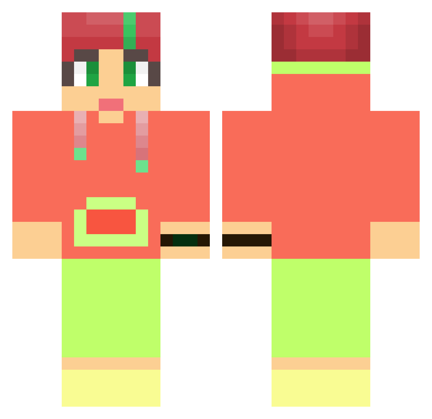 jfecey Minecraft skin, front and back view