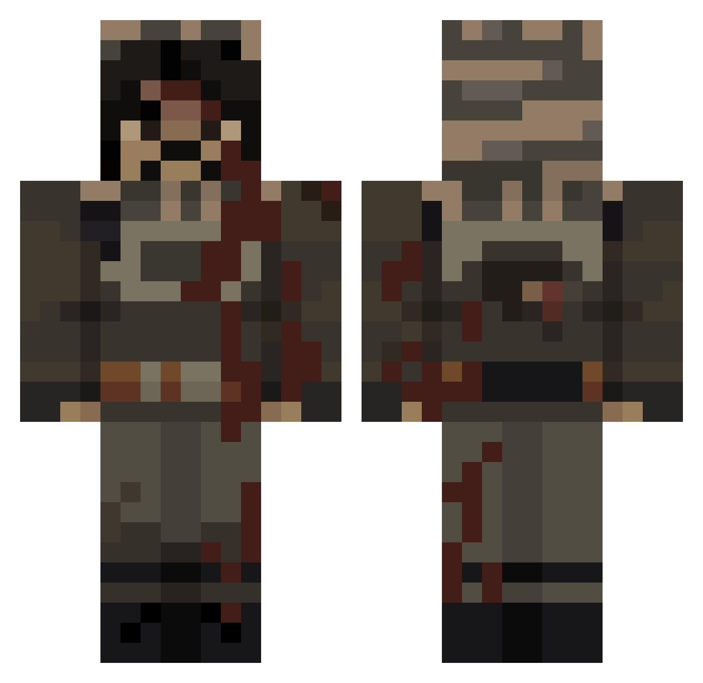 Nobody12X32 Minecraft skin, front and back view