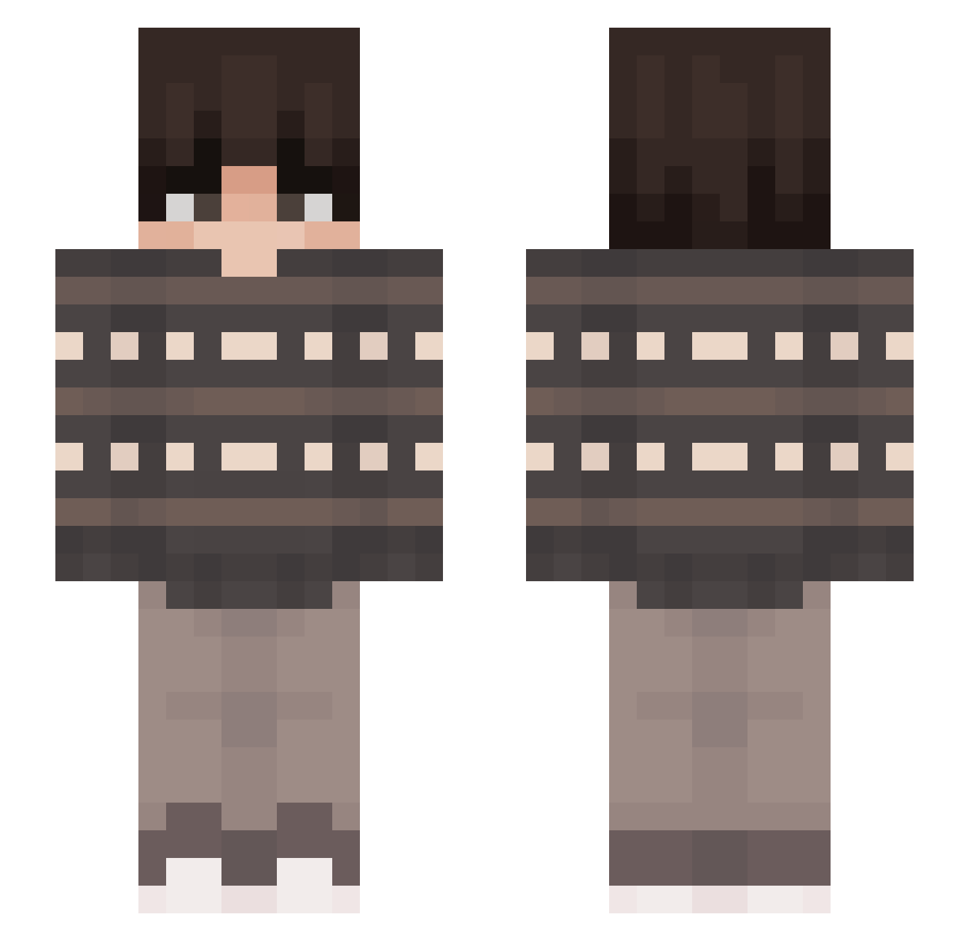 Denamous Minecraft skin, front and back view