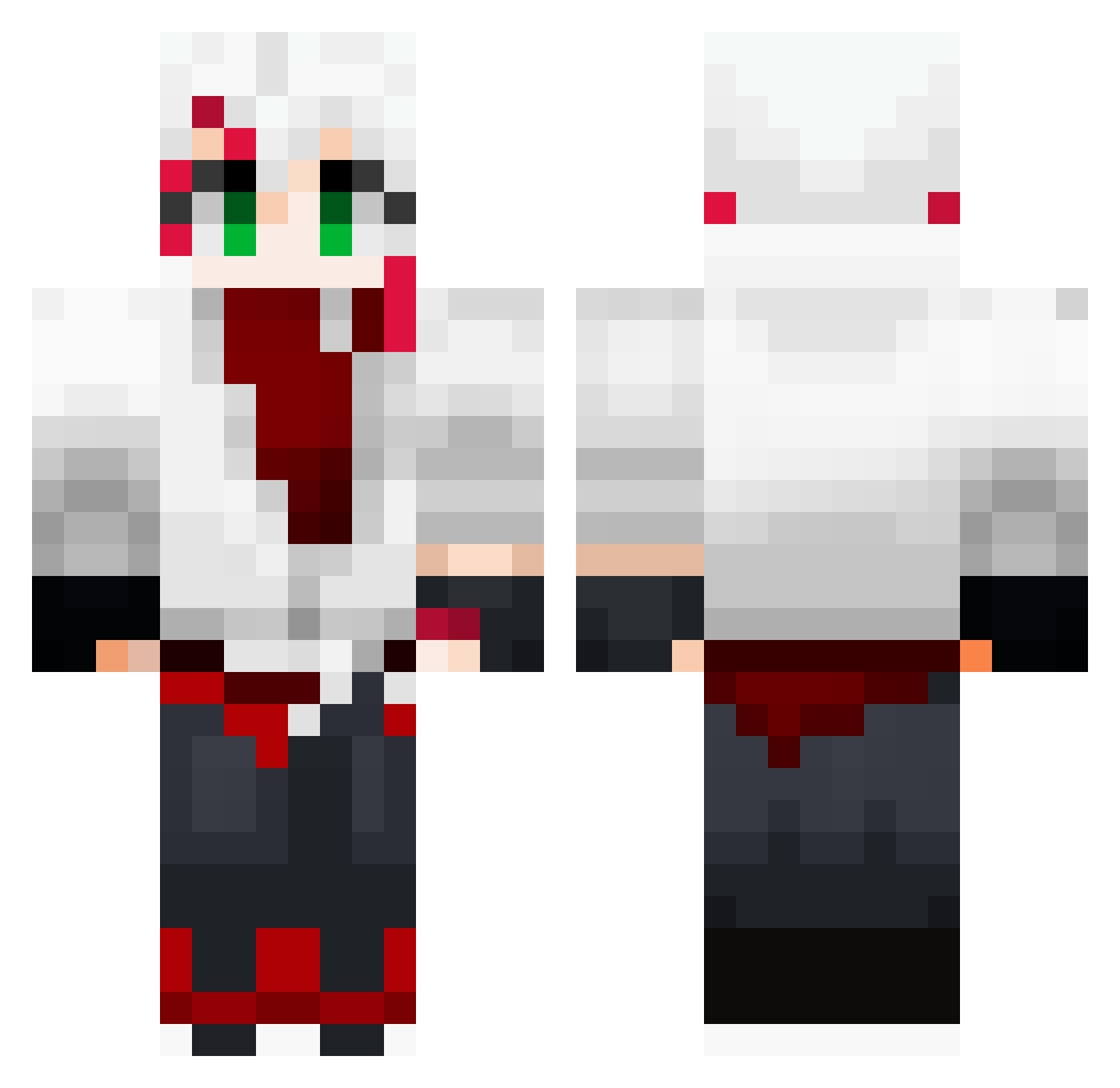 MikaEdits Minecraft skin, front and back view