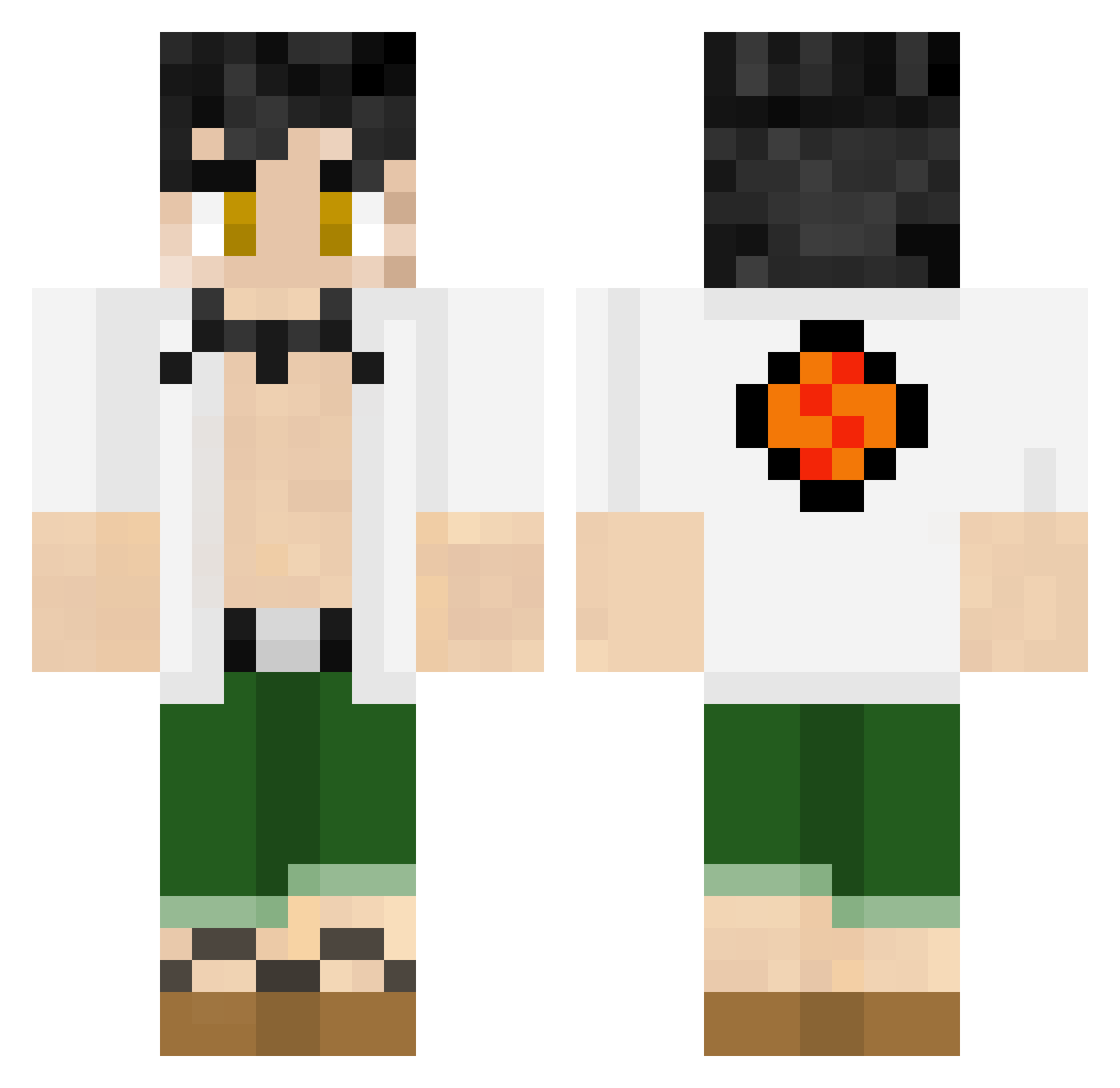 Axocko Minecraft skin, front and back view