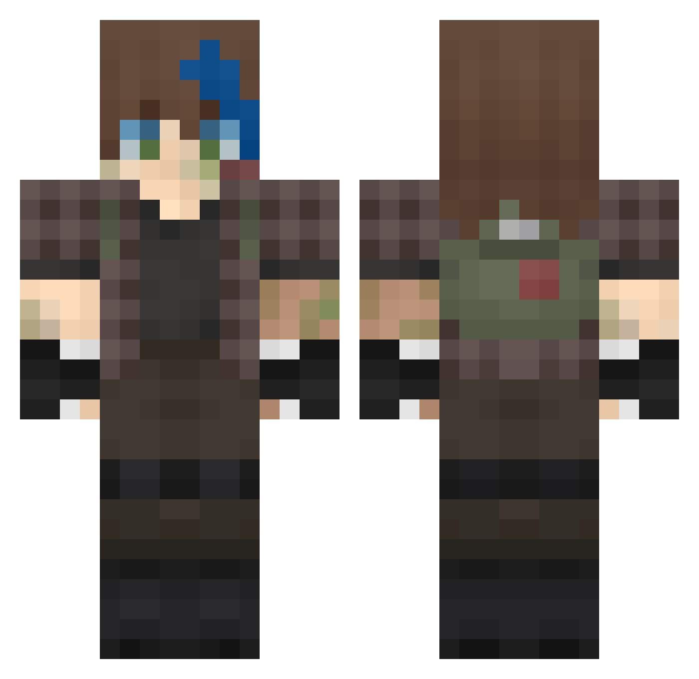 iZombby Minecraft skin, front and back view