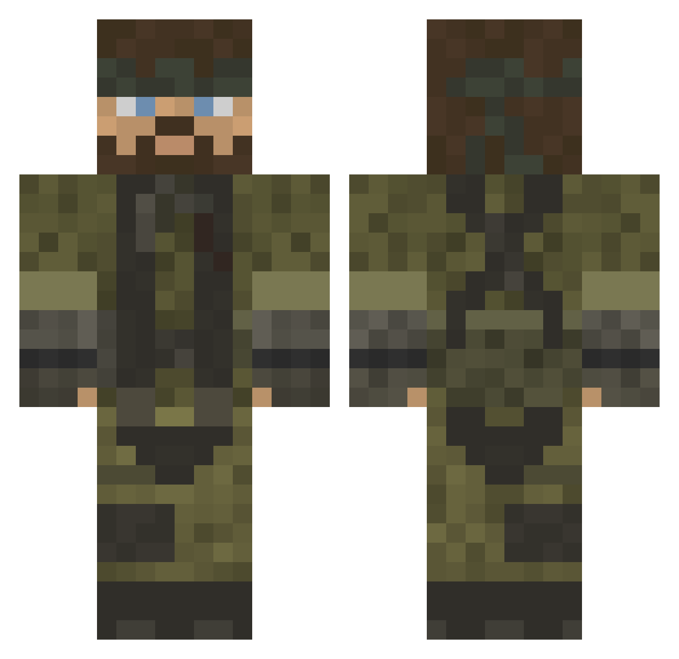 Kuba1000s Minecraft skin, front and back view