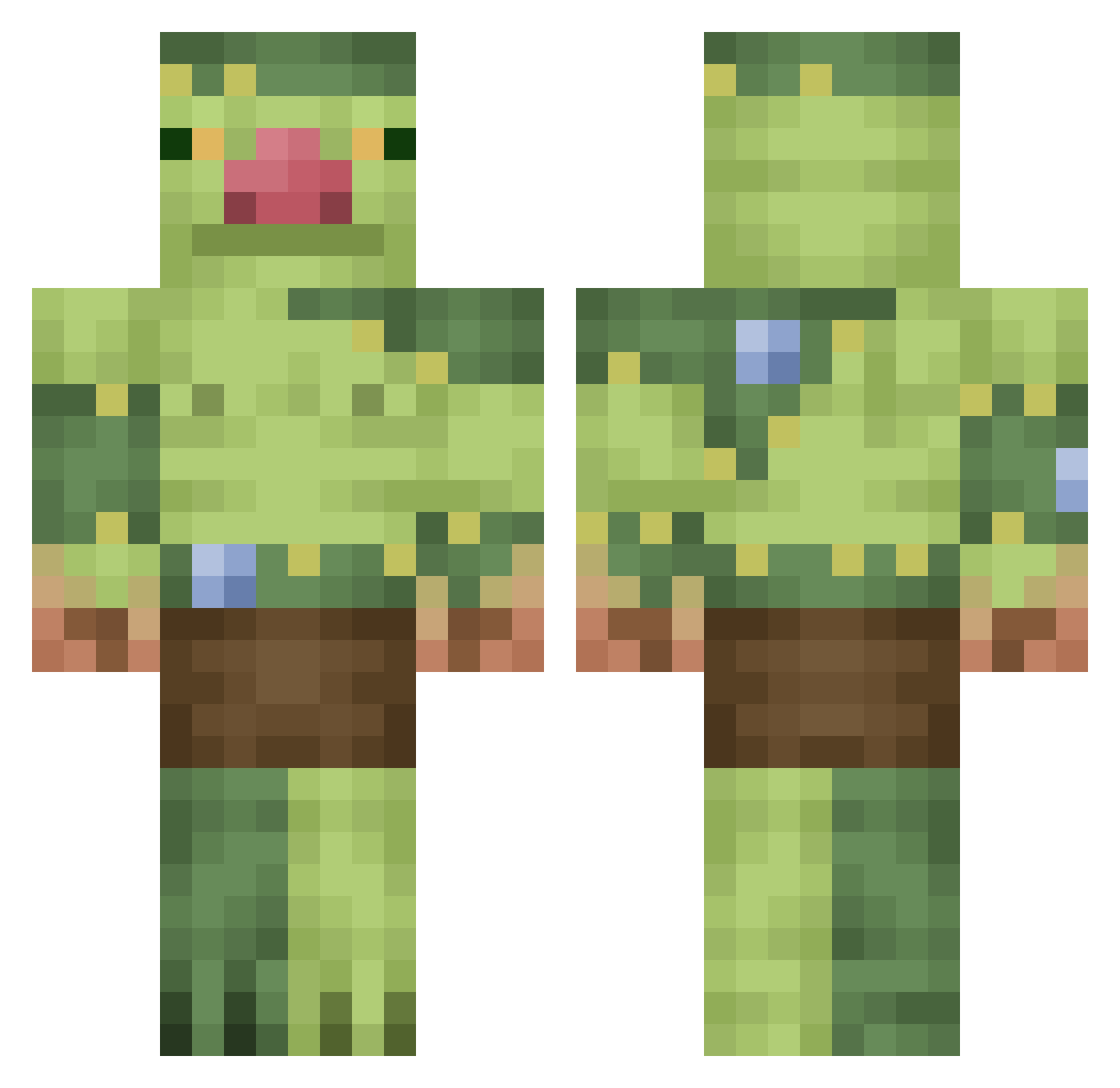 WojZb Minecraft skin, front and back view