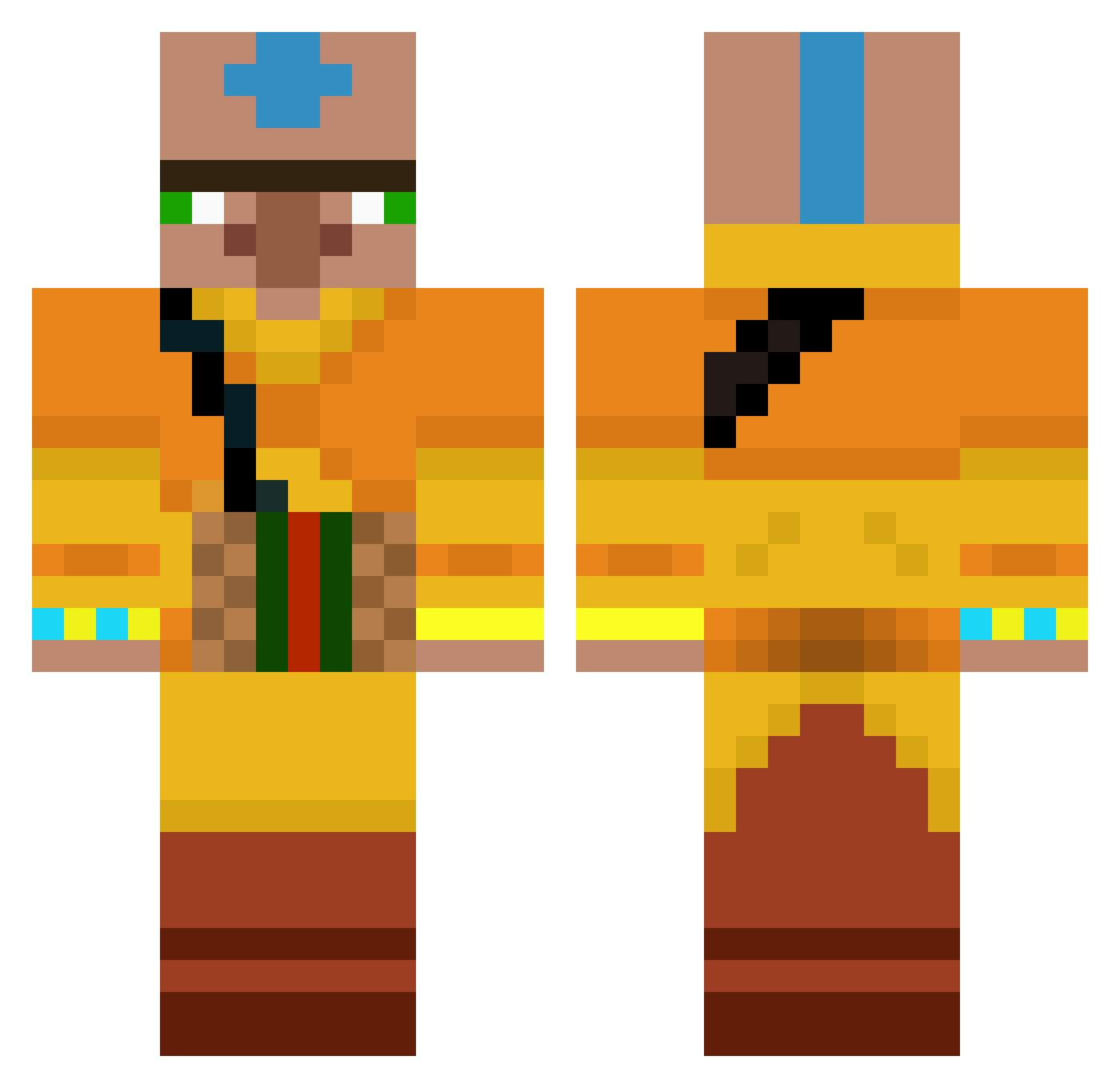XJayxtv Minecraft skin, front and back view