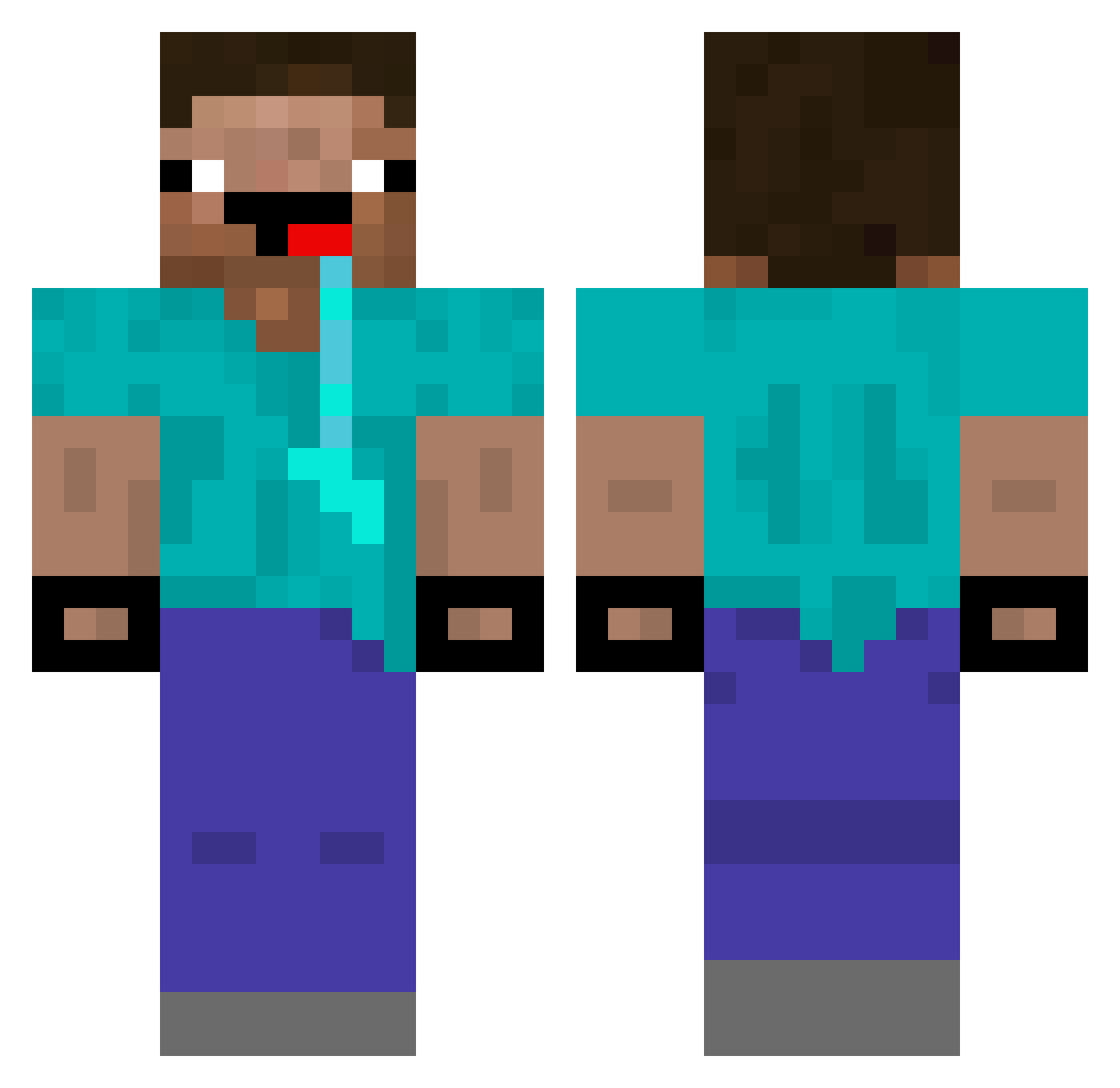 SimonDtz Minecraft skin, front and back view